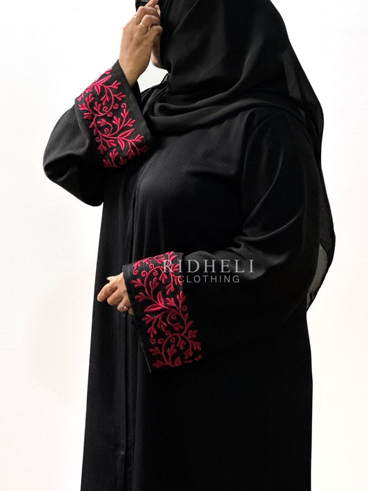 BASMA RED EMBROIDERY ABAYA