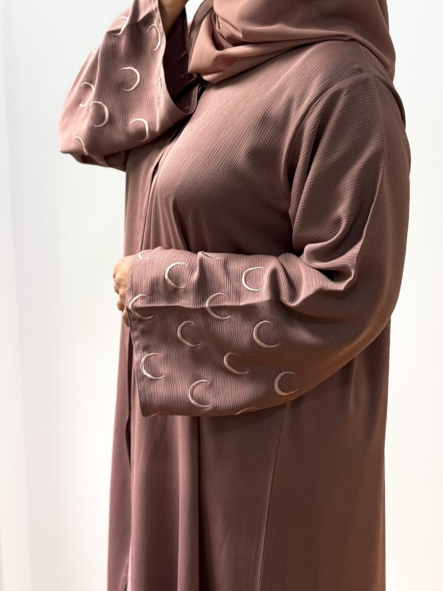 MOON DUSTY PINK EMBROIDERY ABAYA