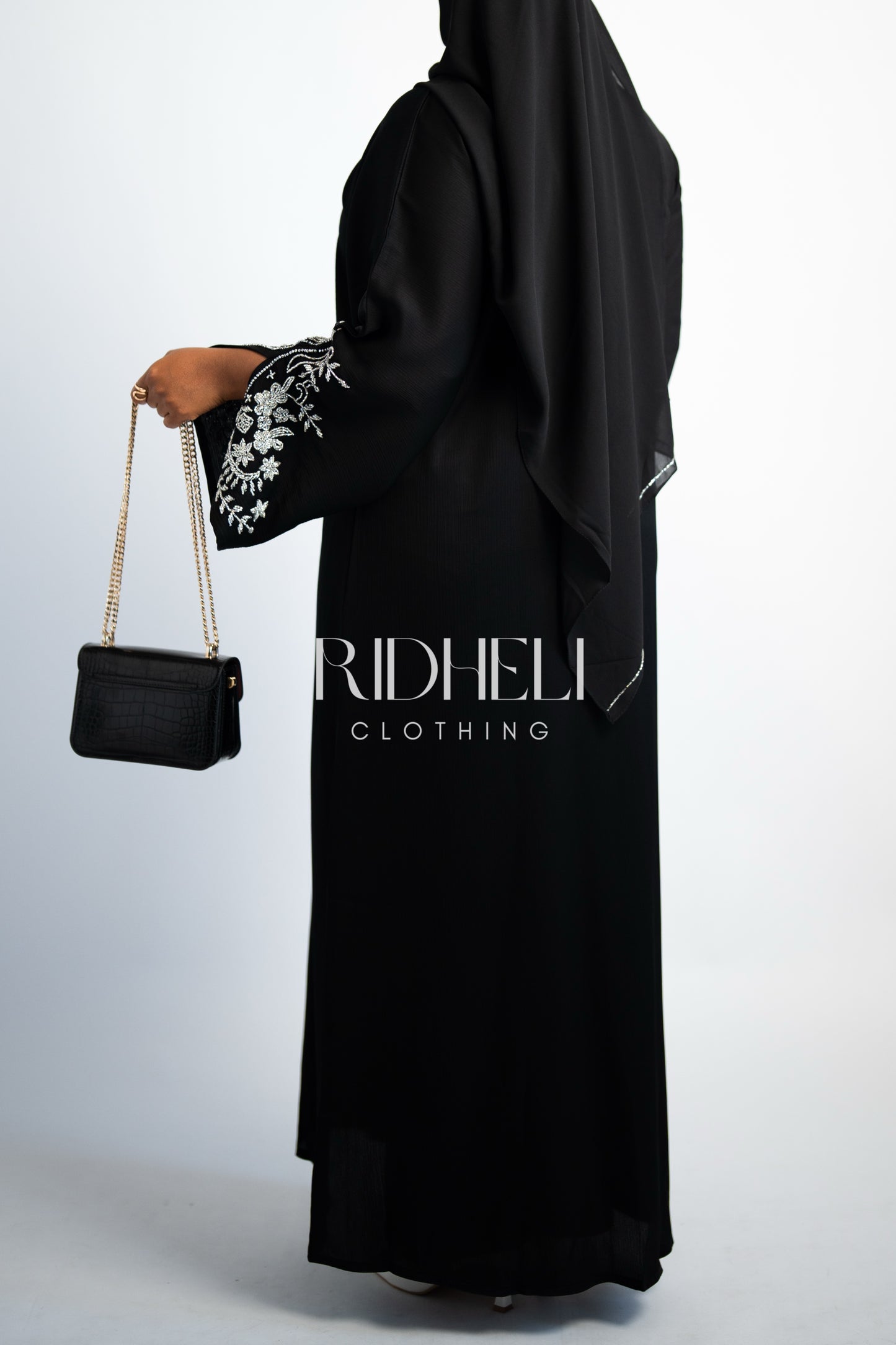 ZAILIN BLACK BEADED ABAYA