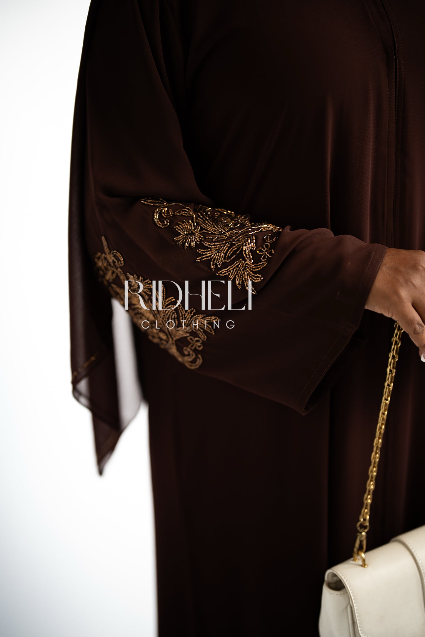 SANAYA BROWN BEADED ABAYA