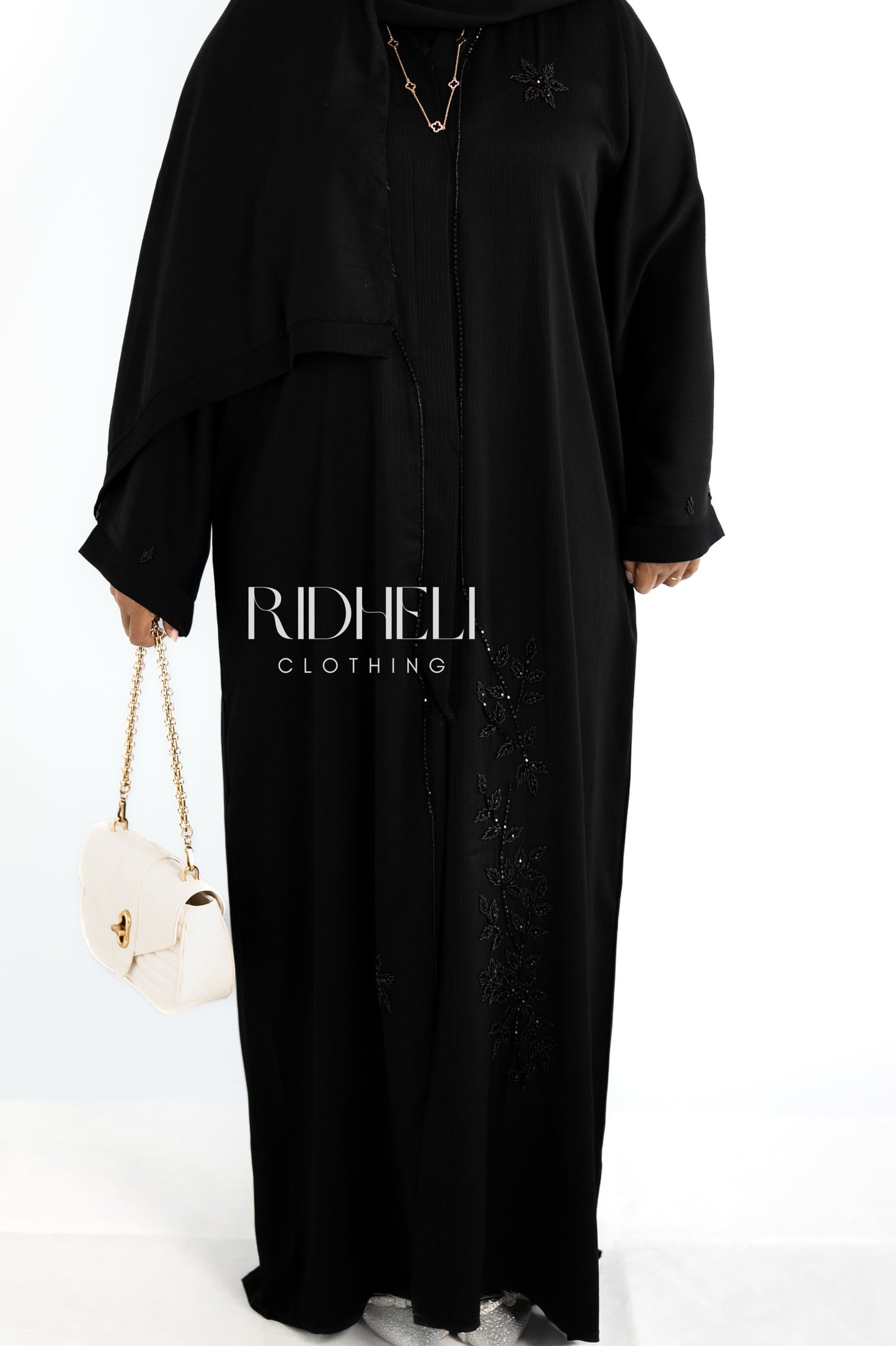 HAYAA BLACK BEADED ABAYA