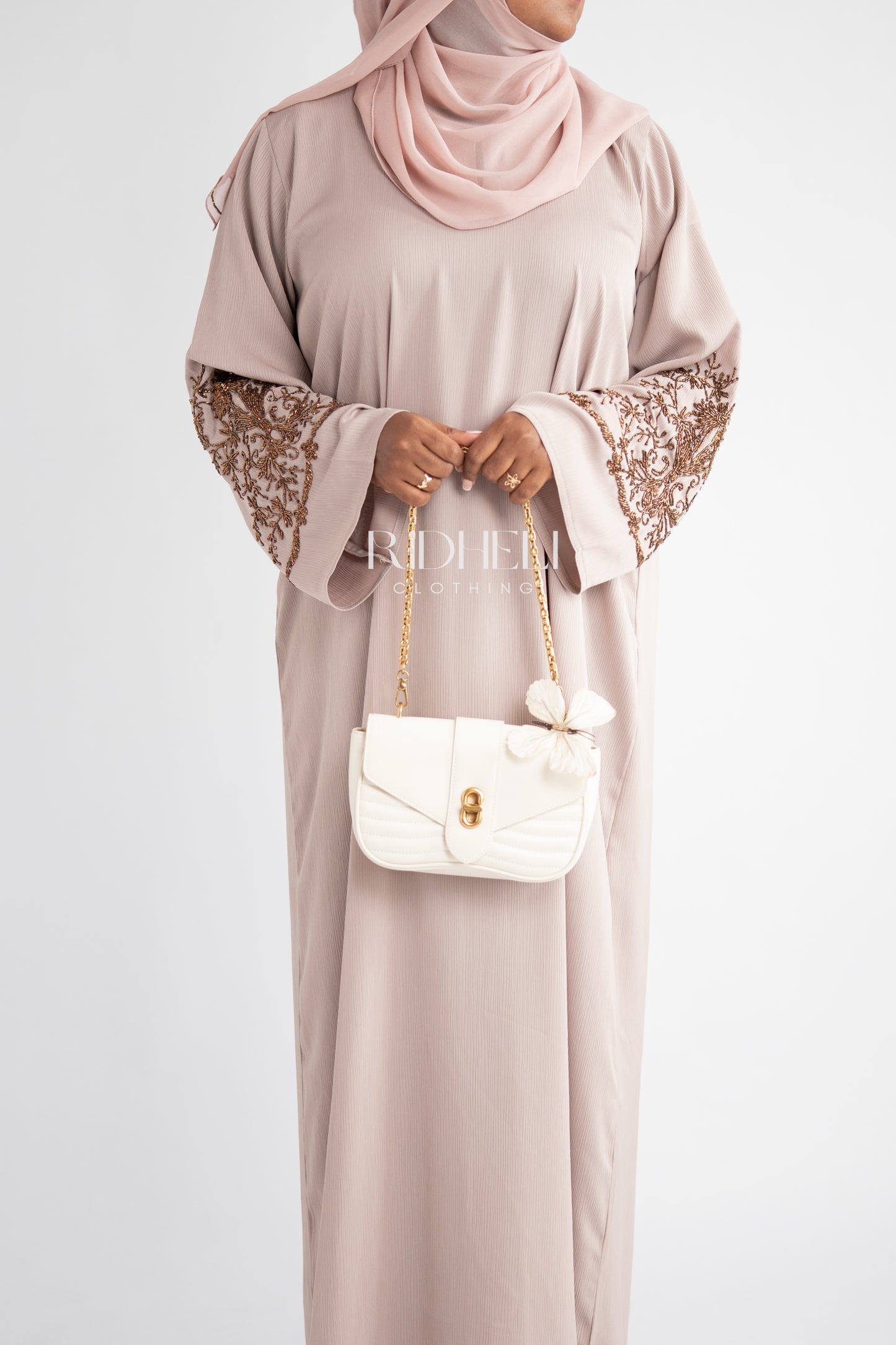 NEESA CREAM BEADED ABAYA