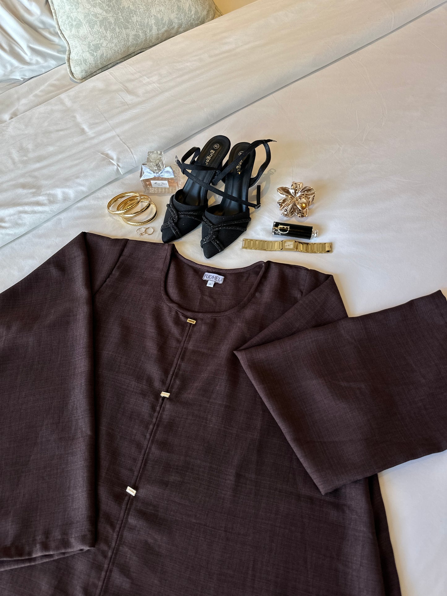BROWN LINEN ABAYA