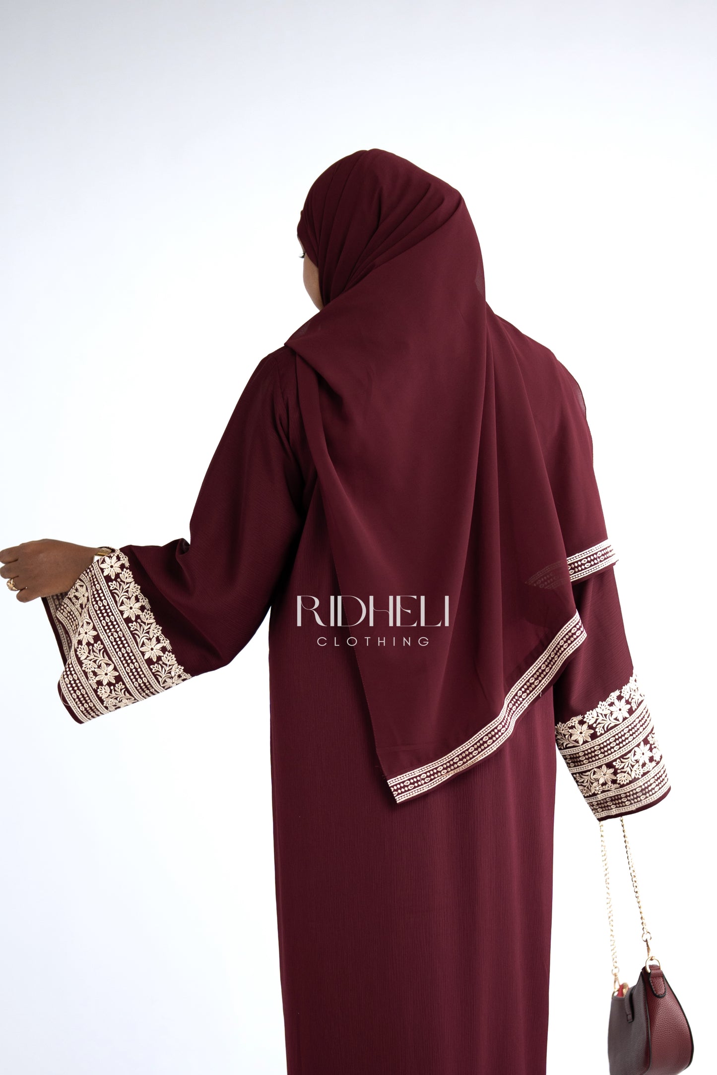 RIDHA EMBROIDERY DARK RED ABAYA