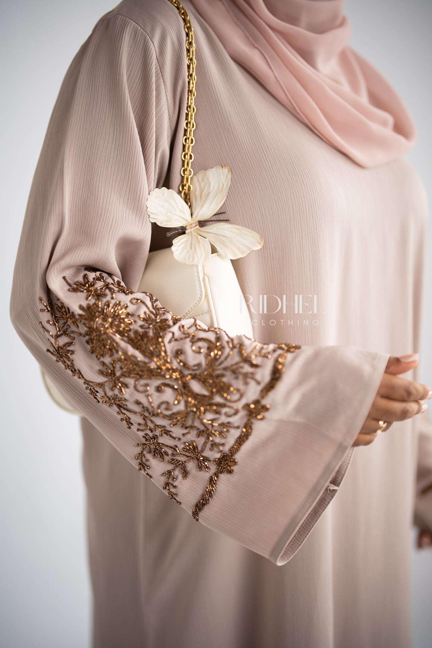 NEESA CREAM BEADED ABAYA