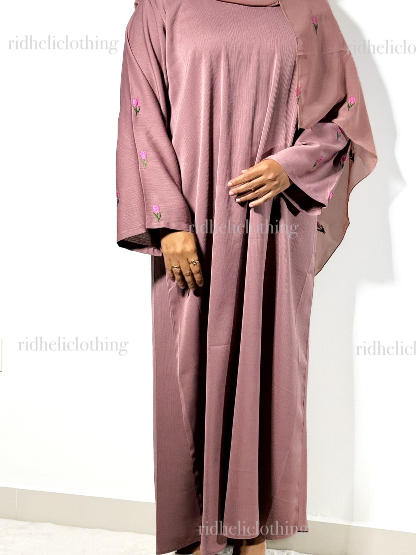 LUANA PINK TULIP EMBROIDERY ABAYA