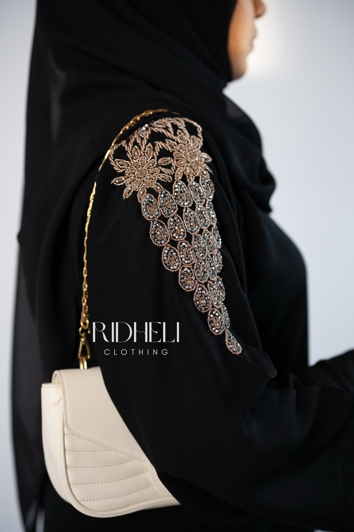 NAWAL BLACK BEADED ABAYA