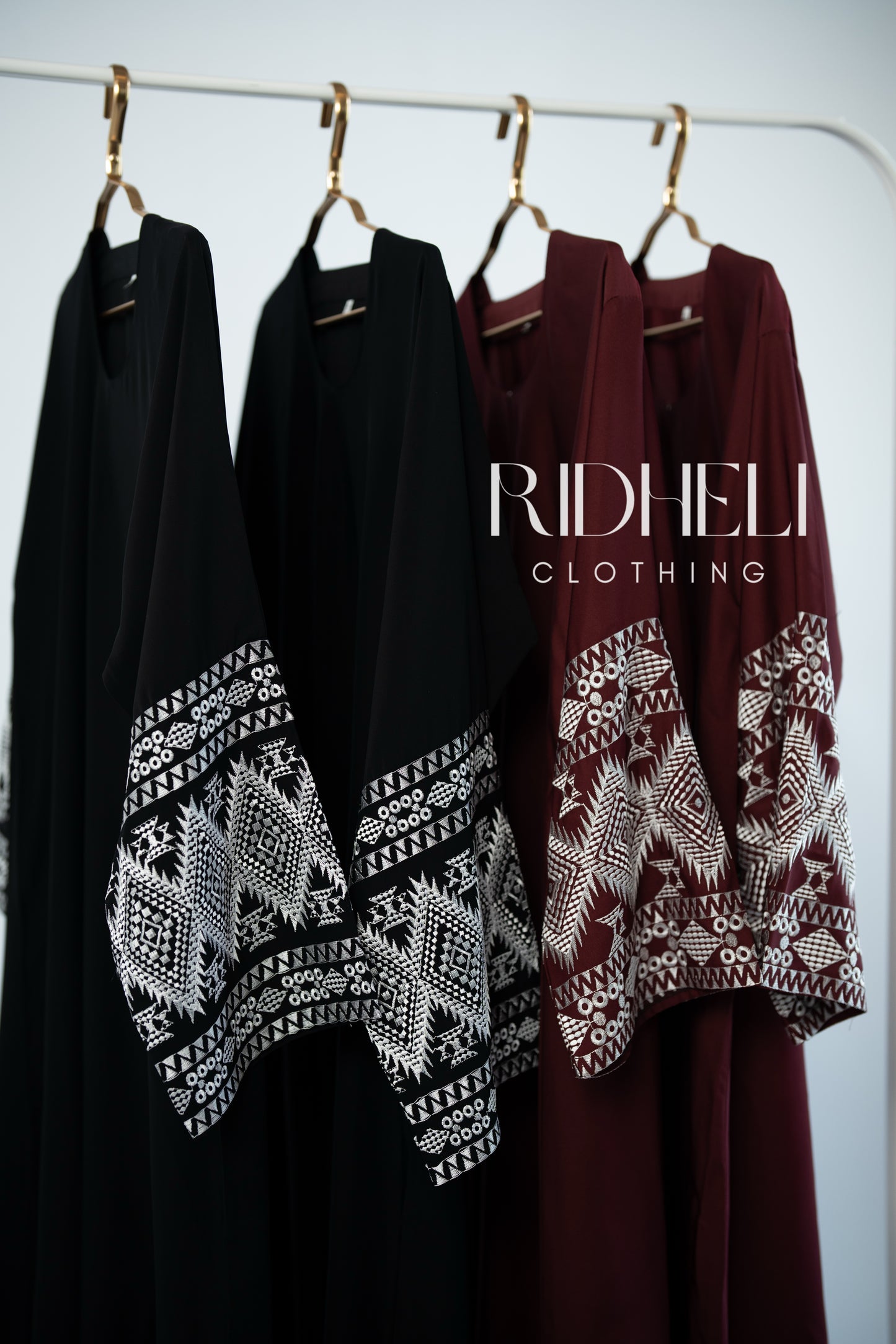 DUAA DARK RED EMBROIDERY ABAYA