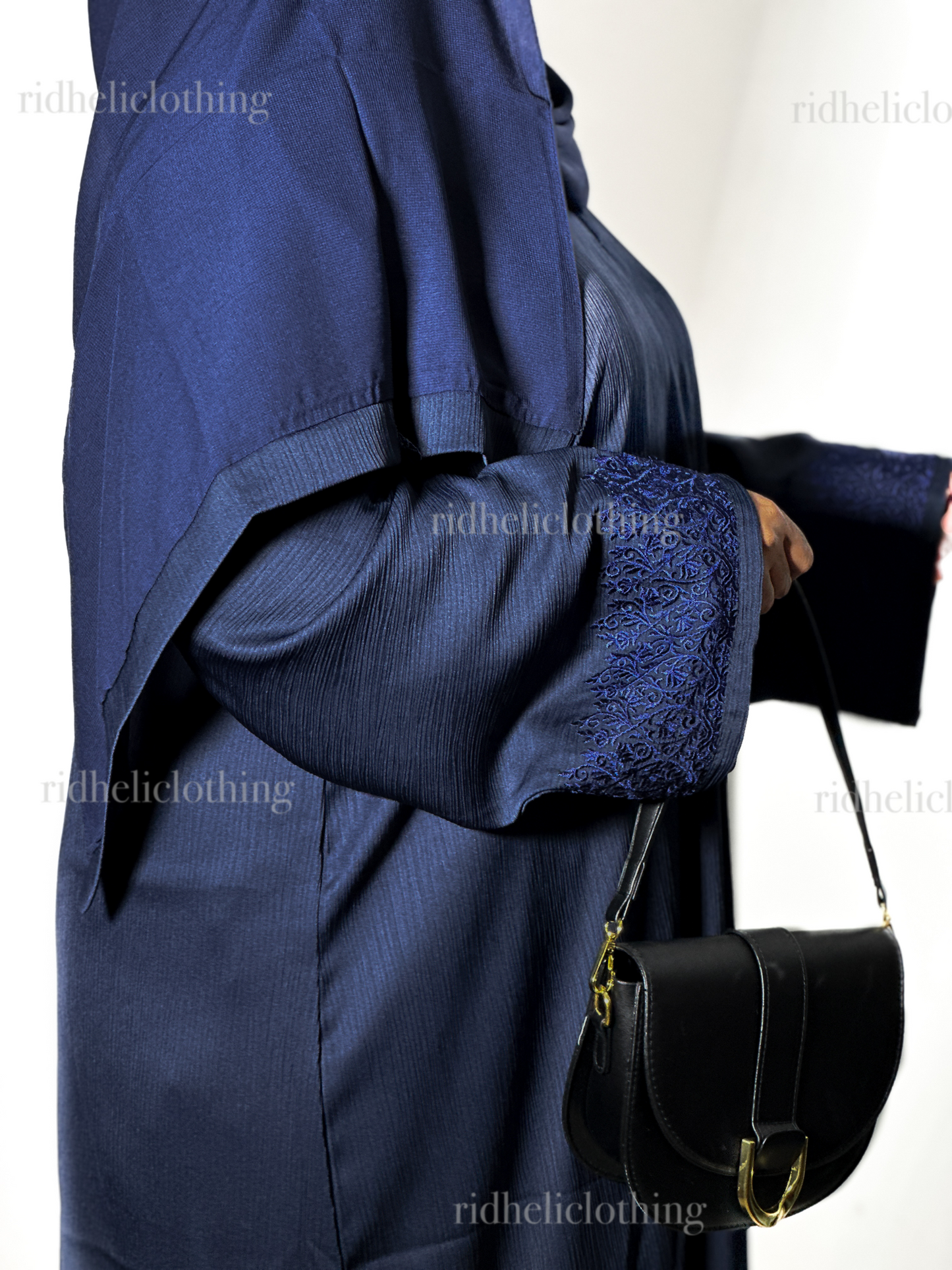 MIRAAL NAVY BLUE EMBROIDERY ABAYA