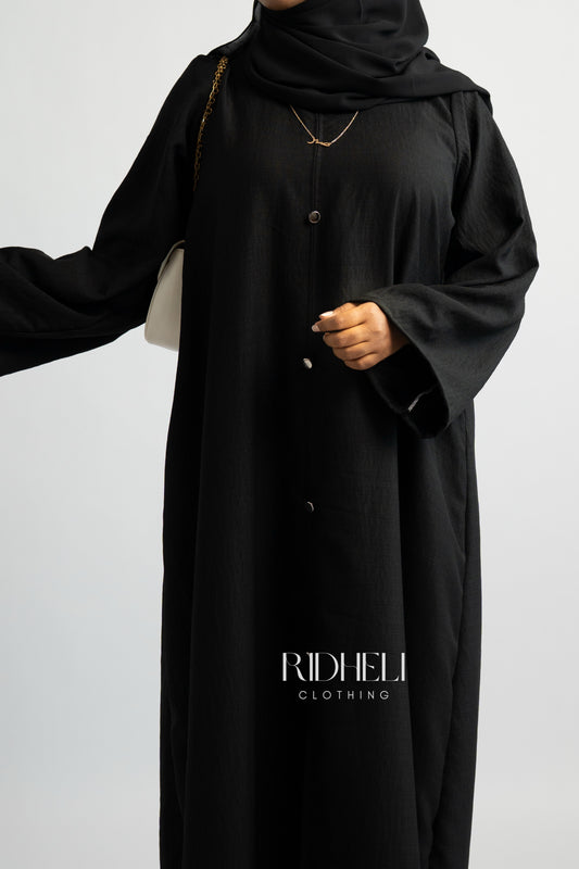 BLACK LINEN ABAYA