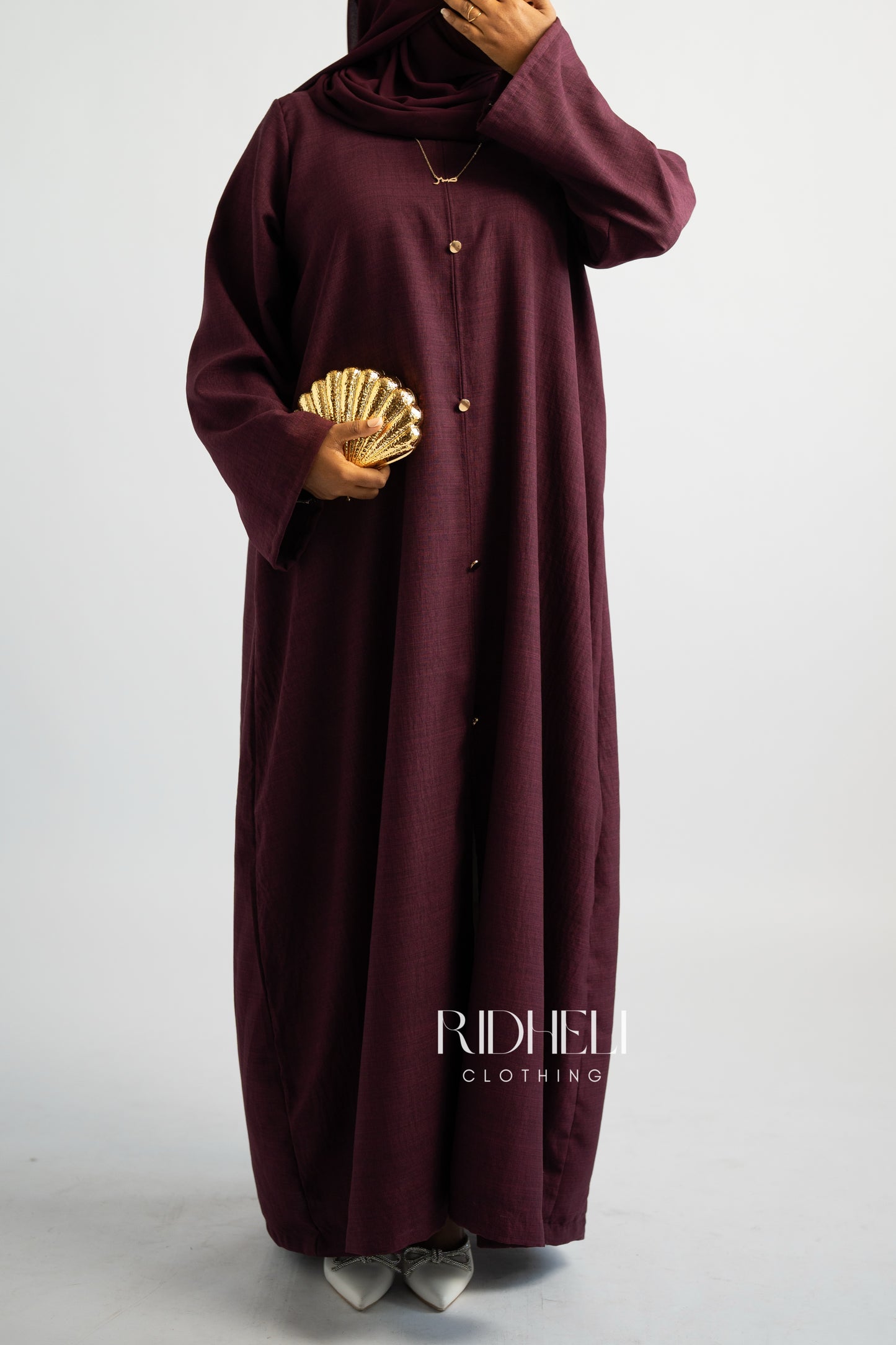 BURGUNDY LINEN ABAYA