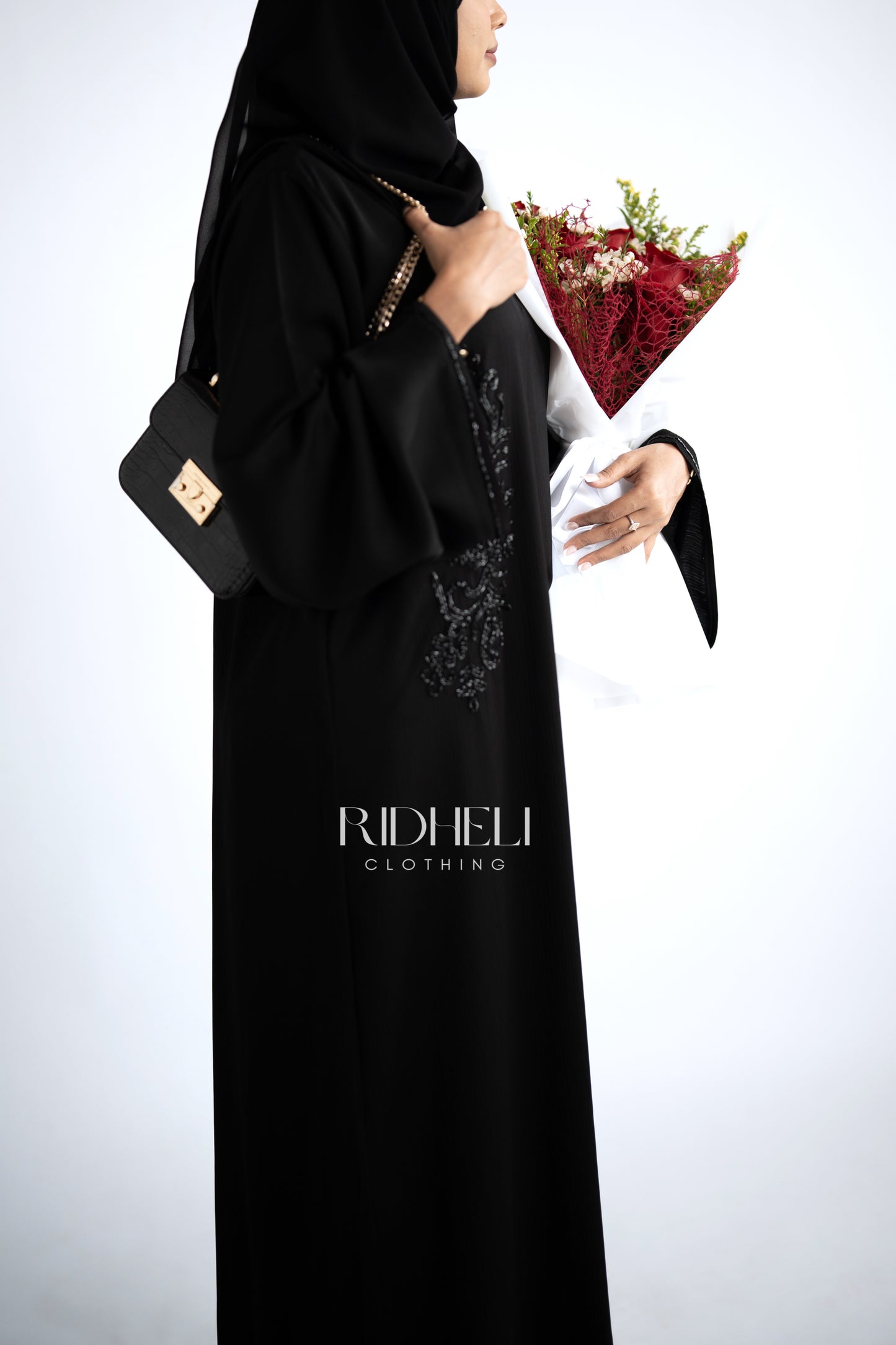 AYESHA BLACK BEADED ABAYA