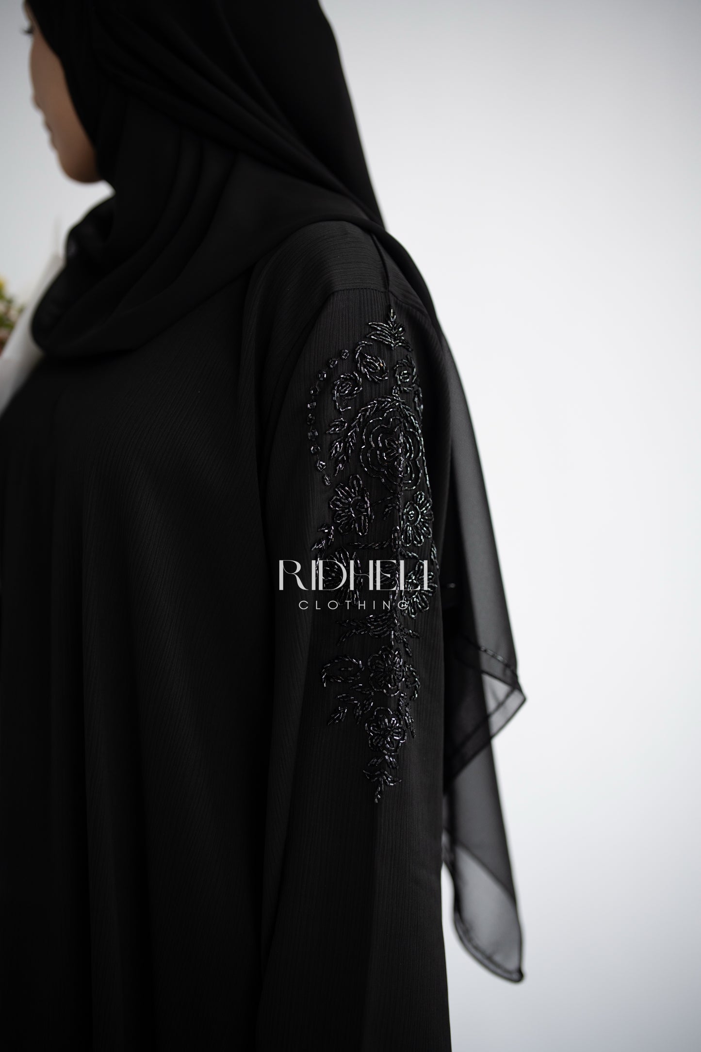 MIRA BLACK BEADED ABAYA