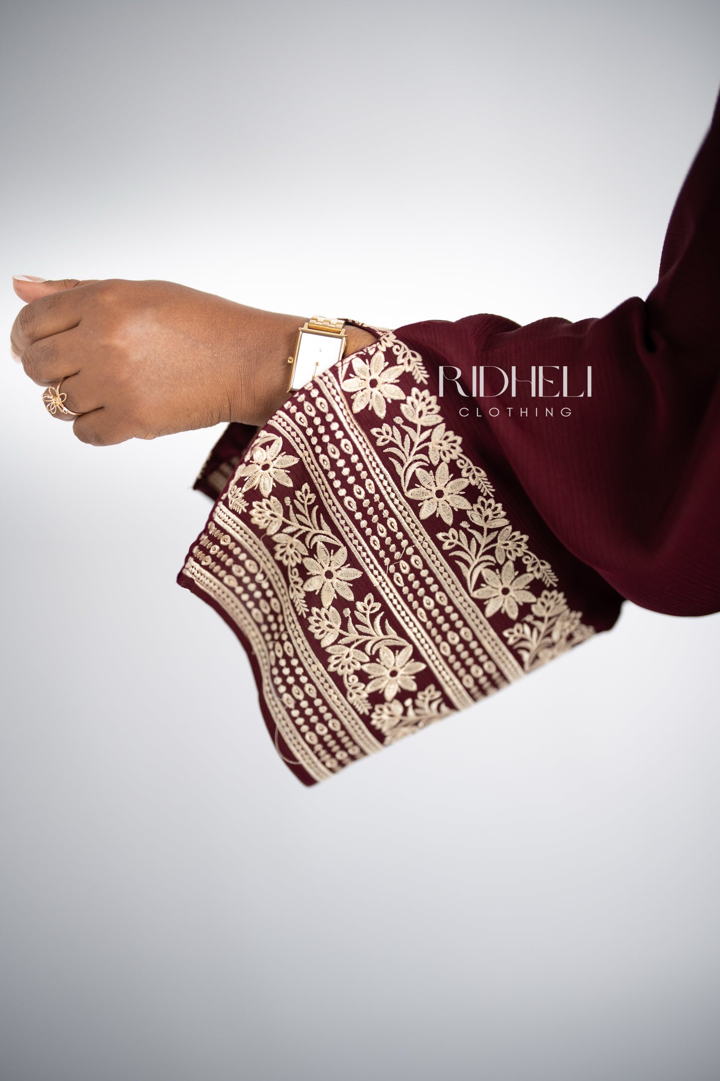 RIDHA EMBROIDERY DARK RED ABAYA