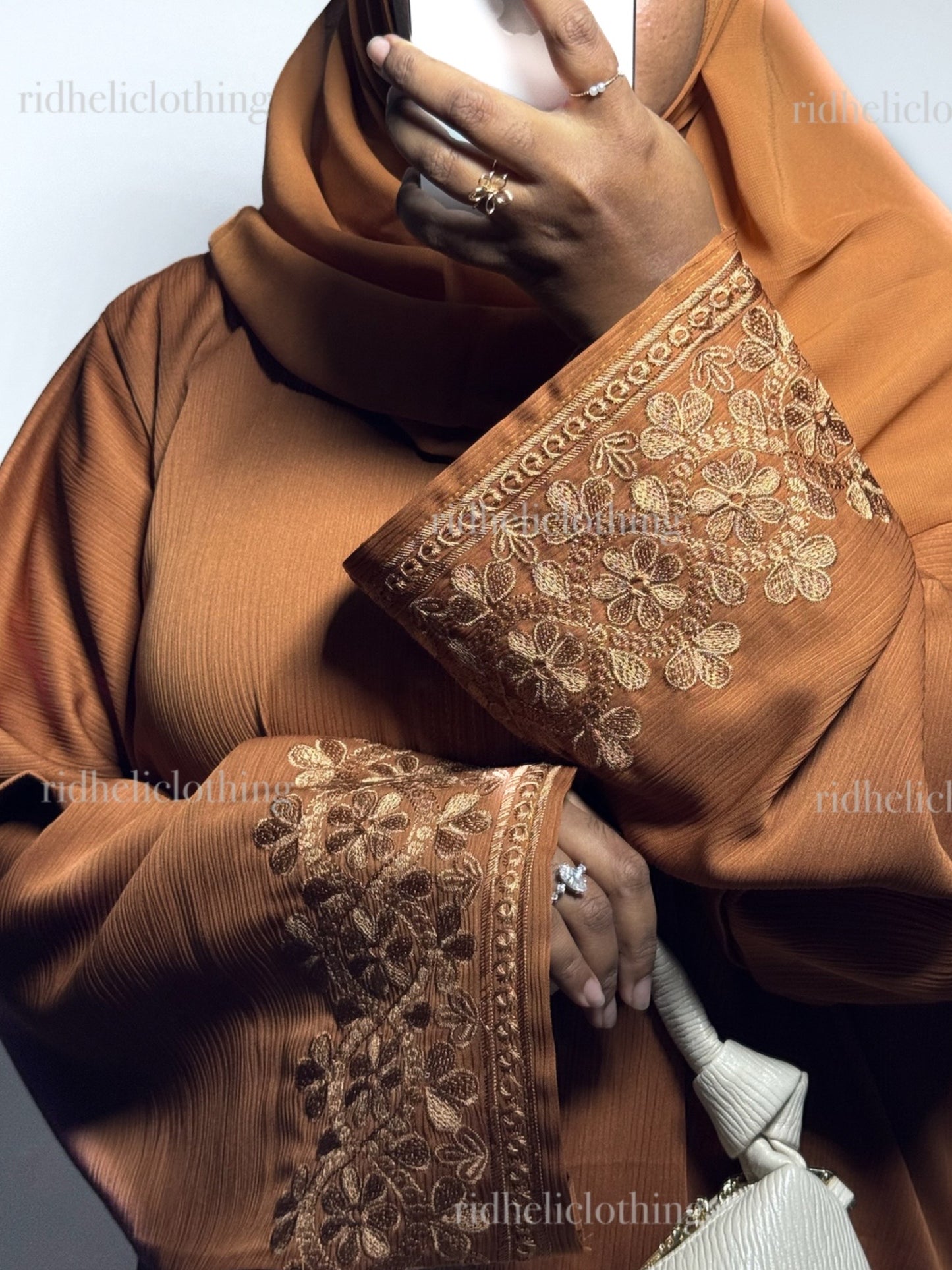 AYRA ORANGE EMBROIDERY ABAYA