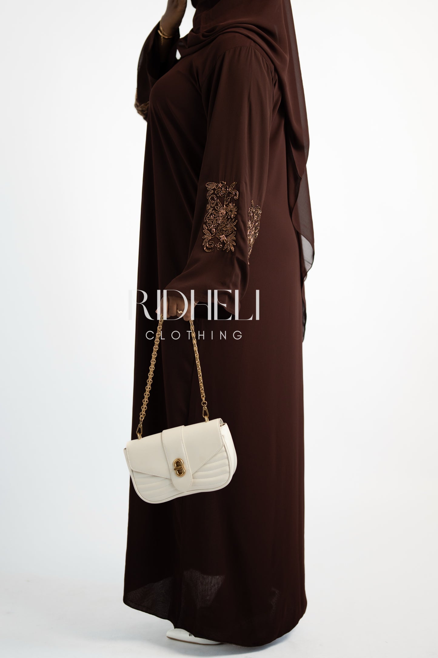 SANAYA BROWN BEADED ABAYA
