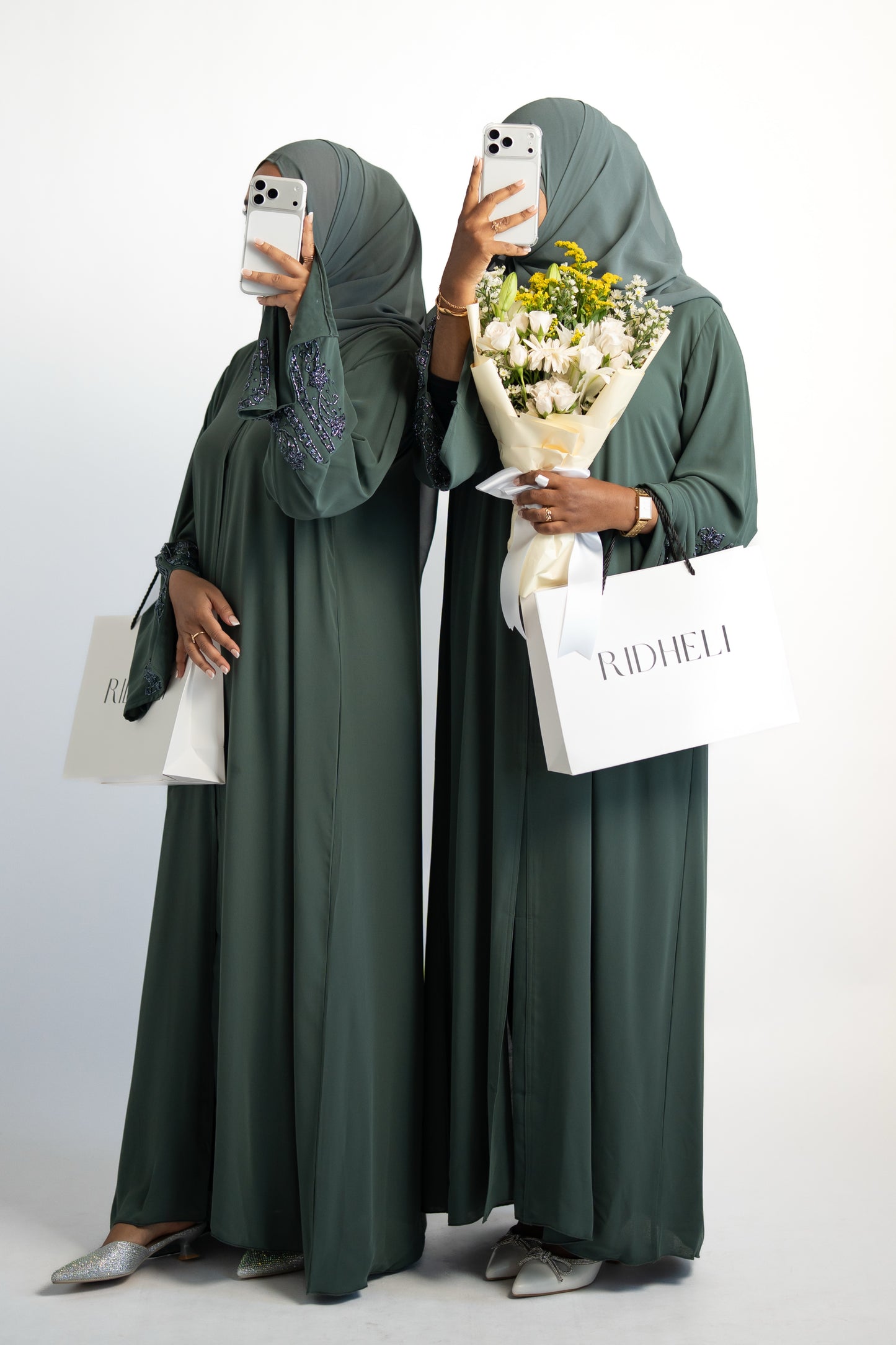 NADWA GREEN BEADED ABAYA