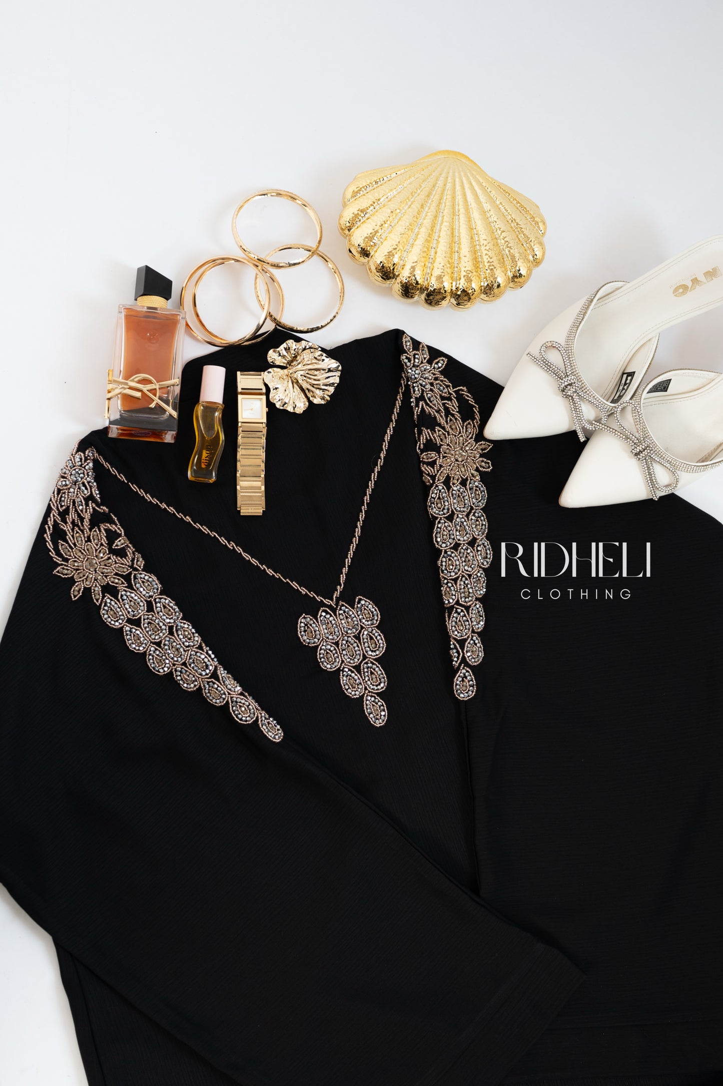 NAWAL BLACK BEADED ABAYA