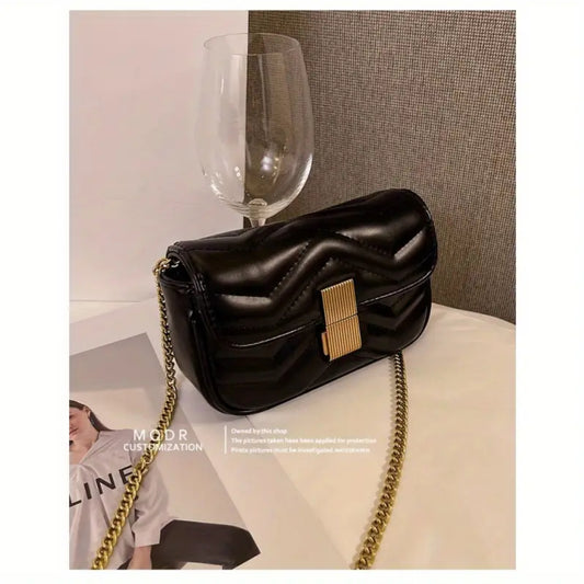 Versatile Diamond Pattern Embroidered Handbag