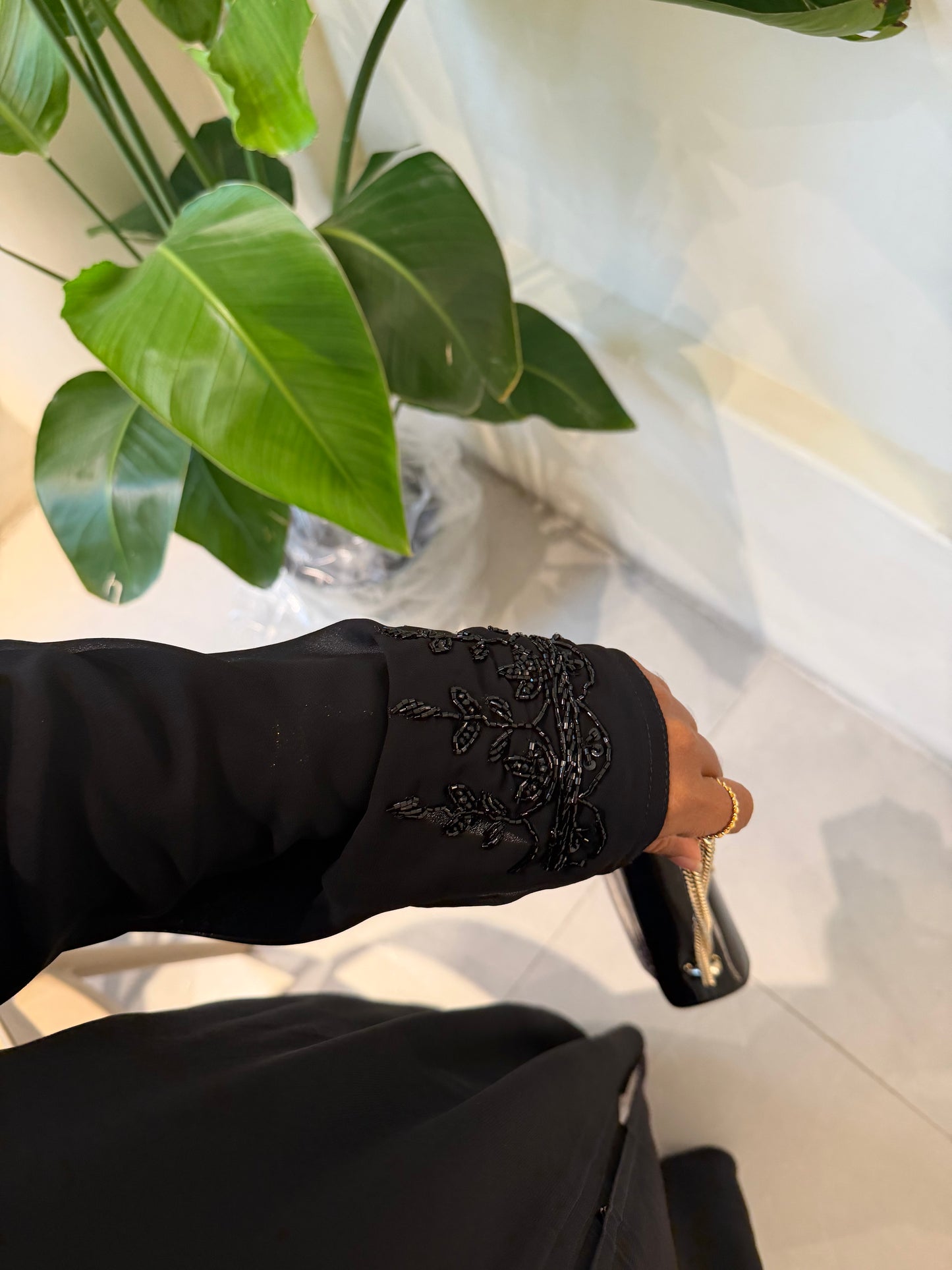 ARIAL BLACK BEADED ABAYA