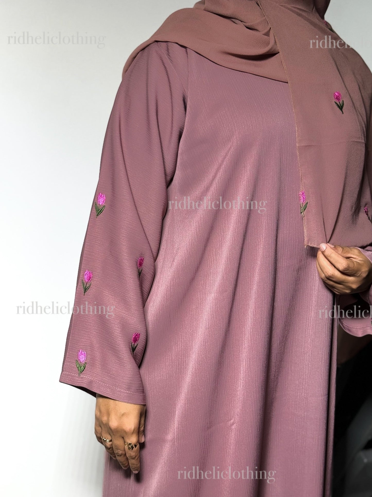 LUANA PINK TULIP EMBROIDERY ABAYA