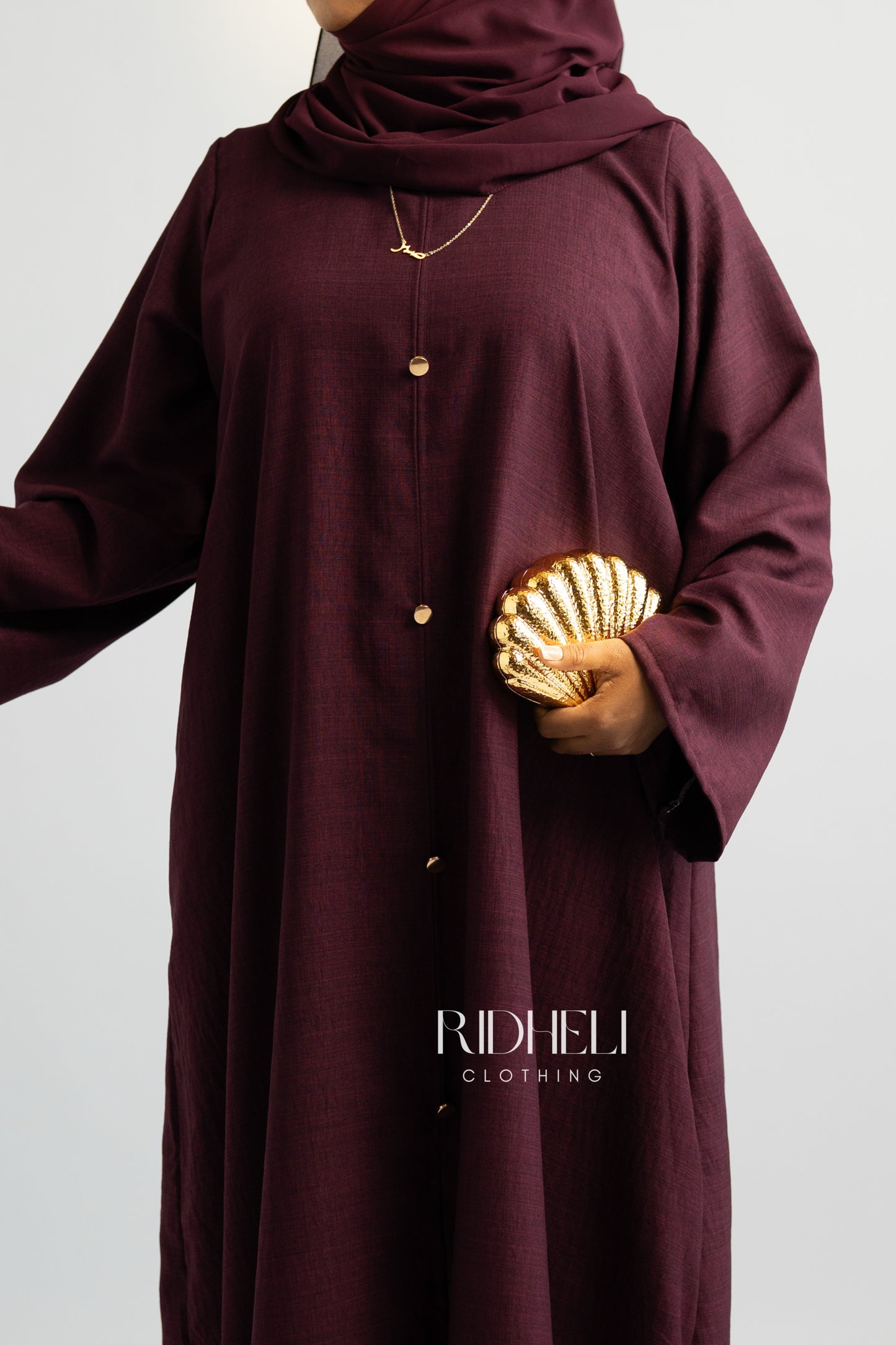 BURGUNDY LINEN ABAYA