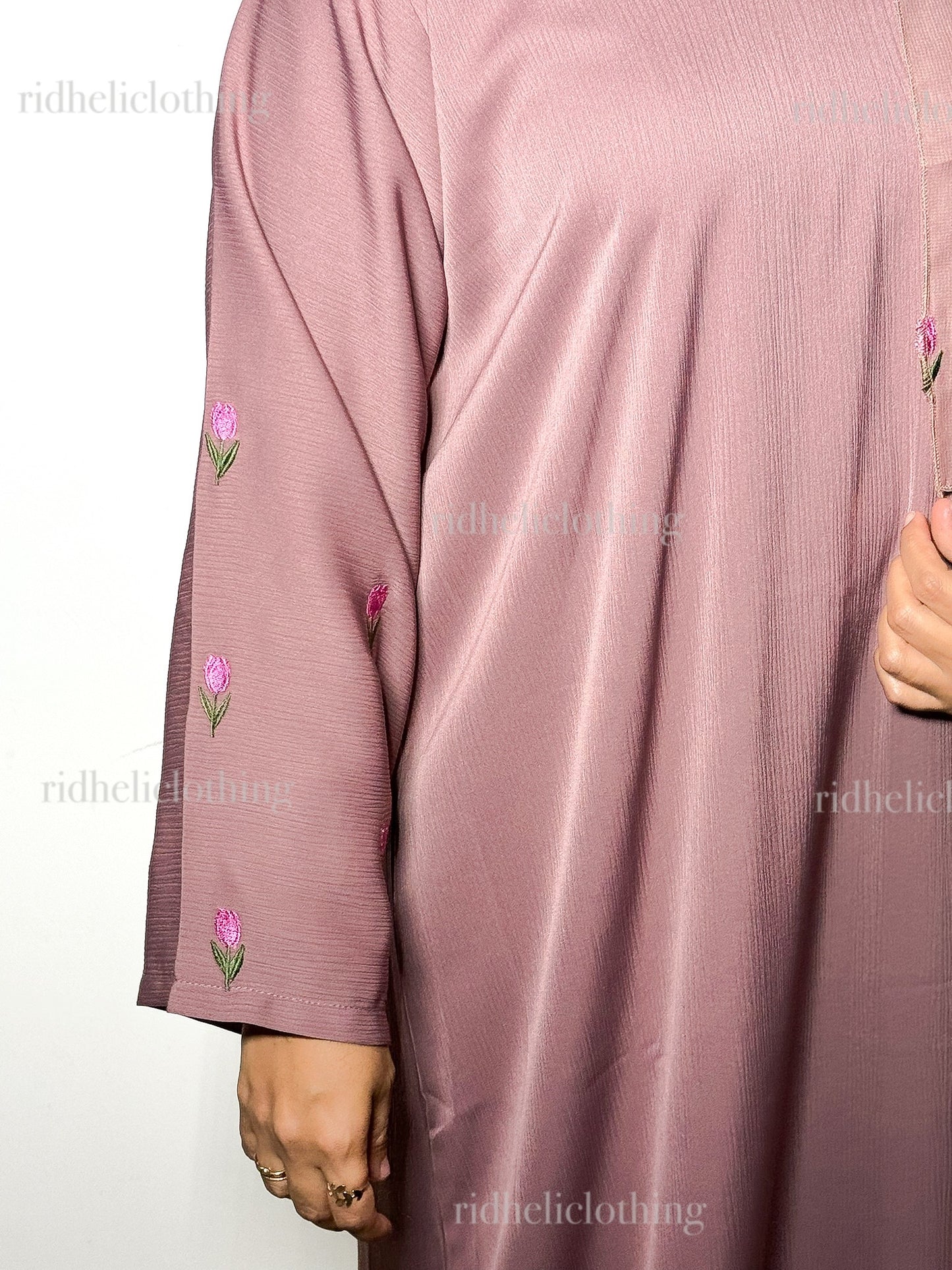 LUANA PINK TULIP EMBROIDERY ABAYA