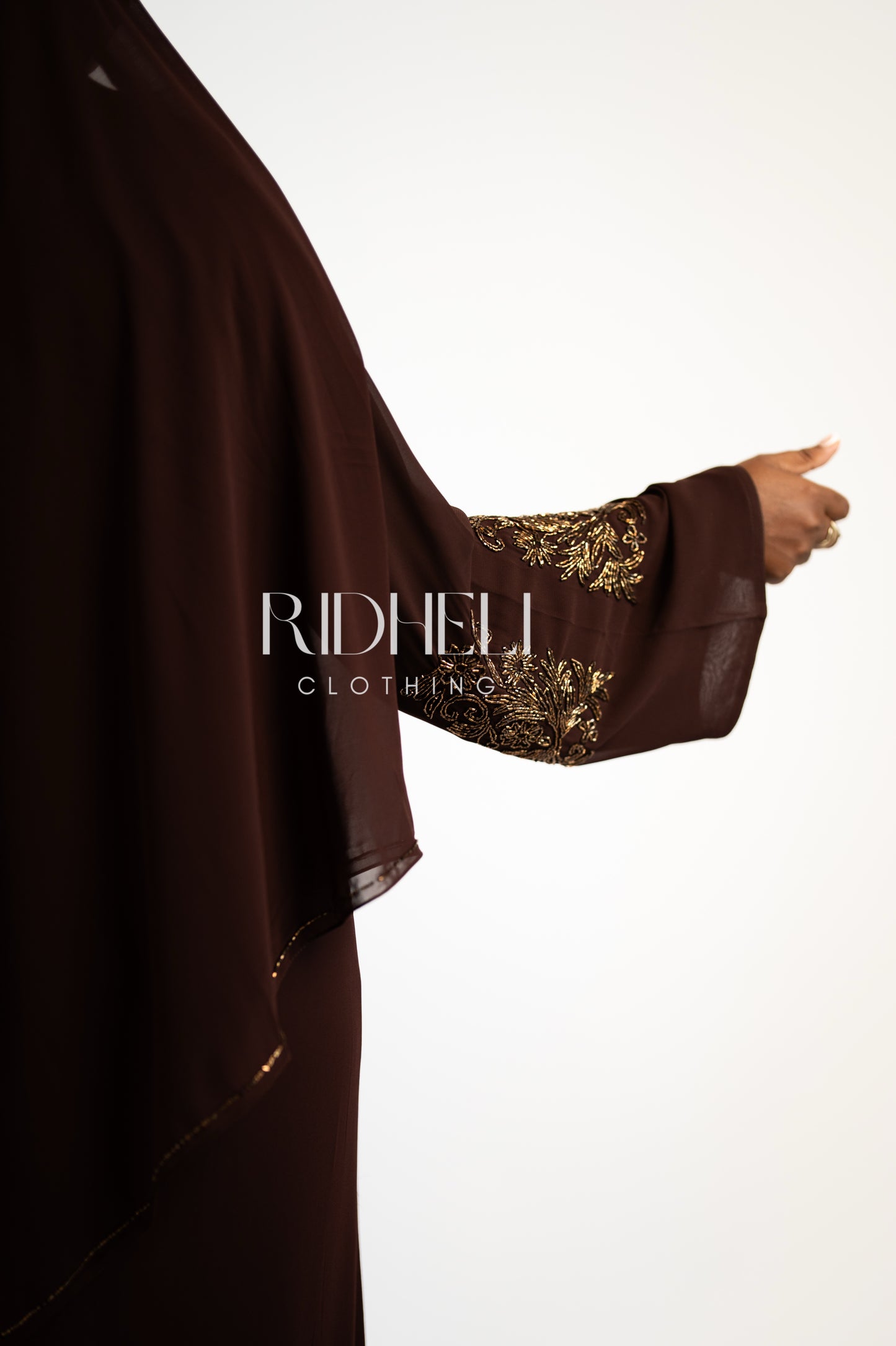 SANAYA BROWN BEADED ABAYA