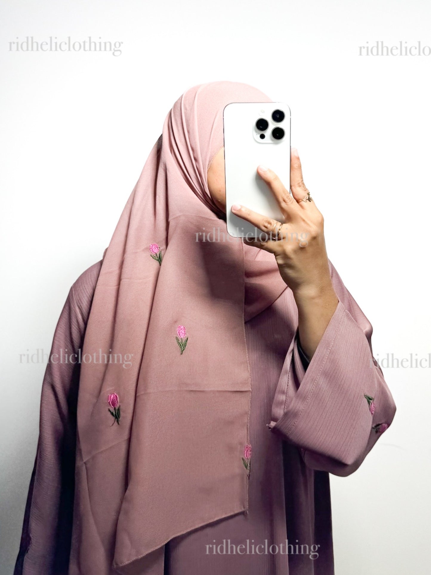 LUANA PINK TULIP EMBROIDERY ABAYA