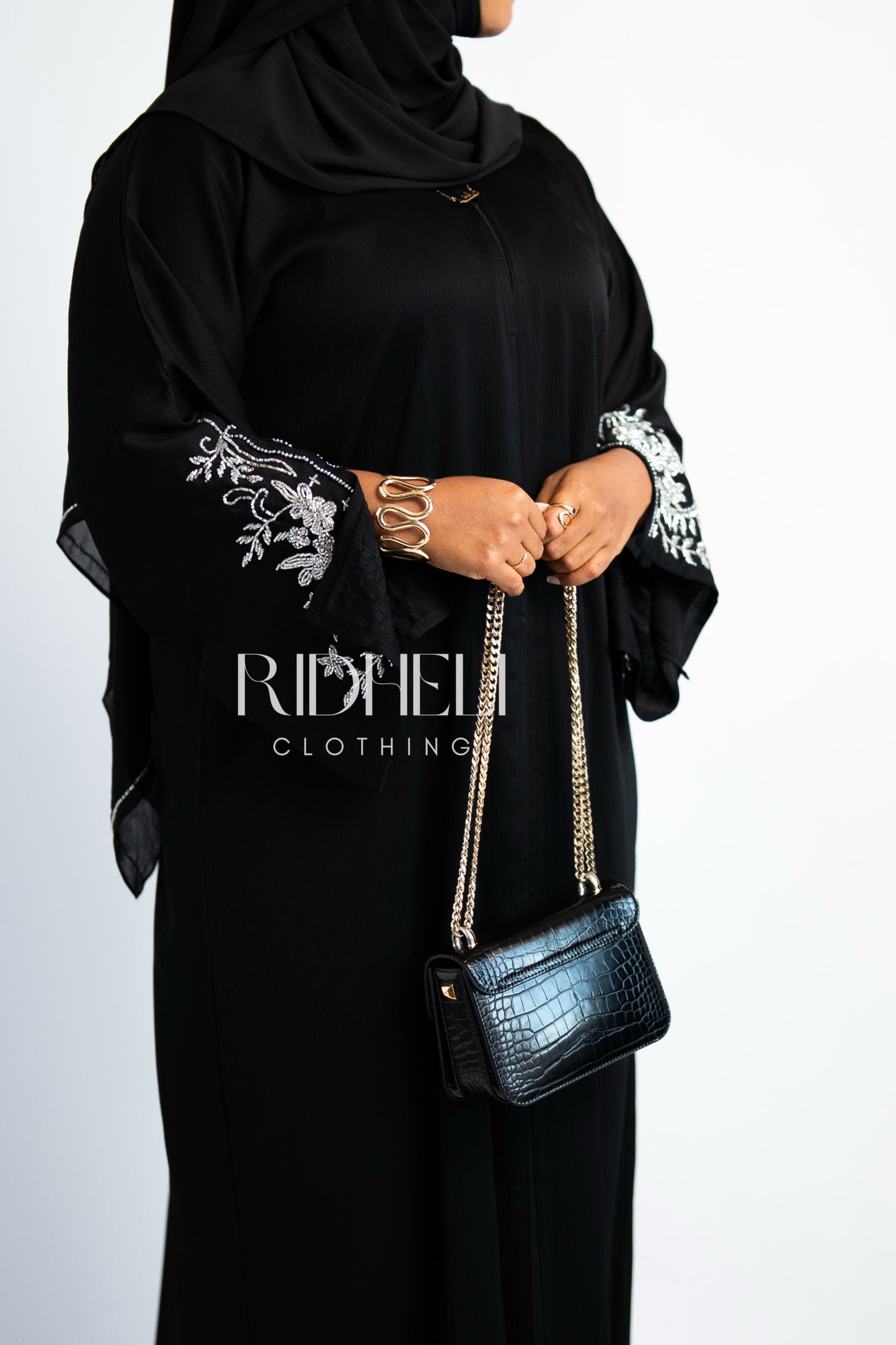 ZAILIN BLACK BEADED ABAYA