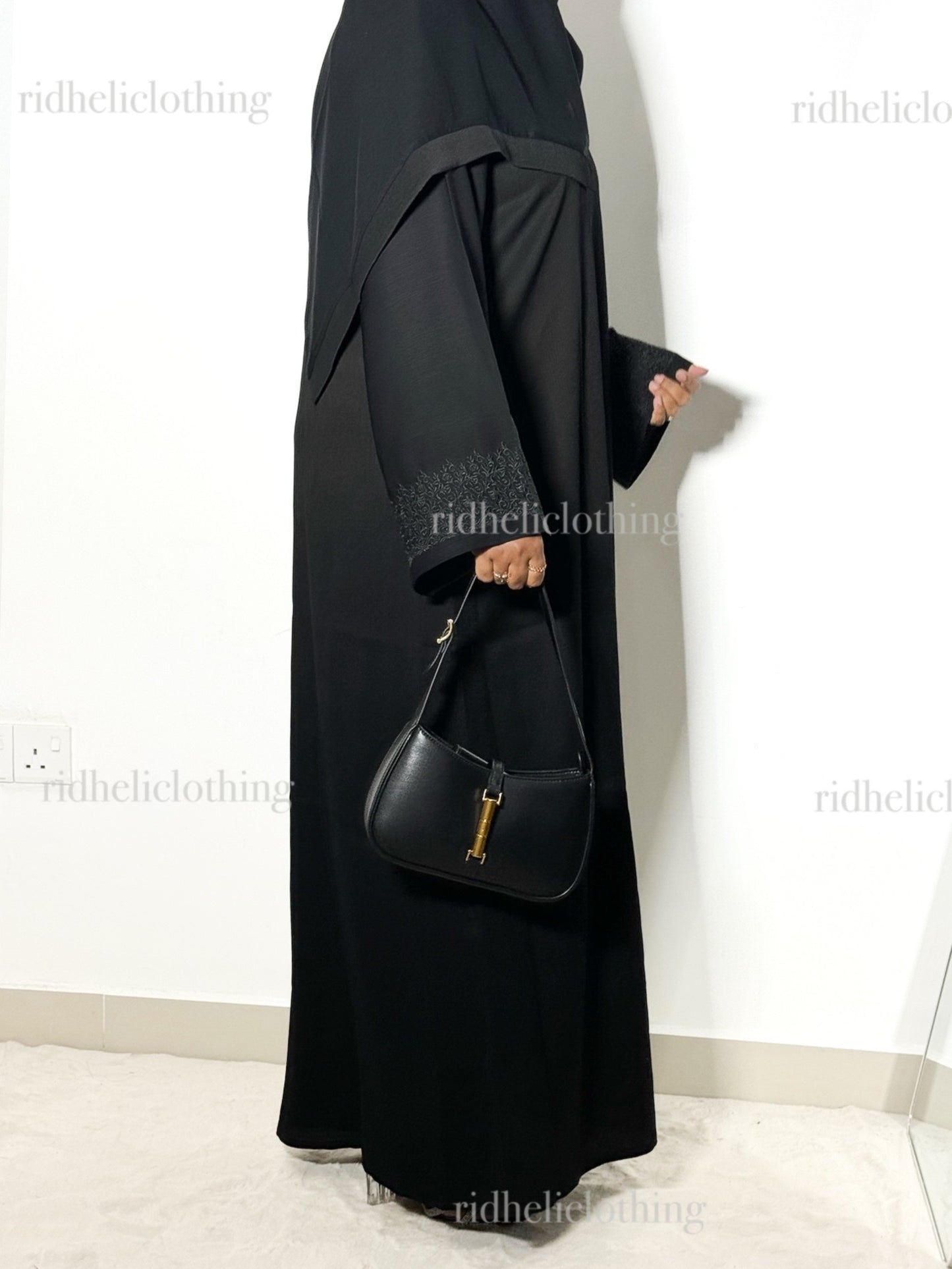 MIRAAL BLACK EMBROIDERY ABAYA