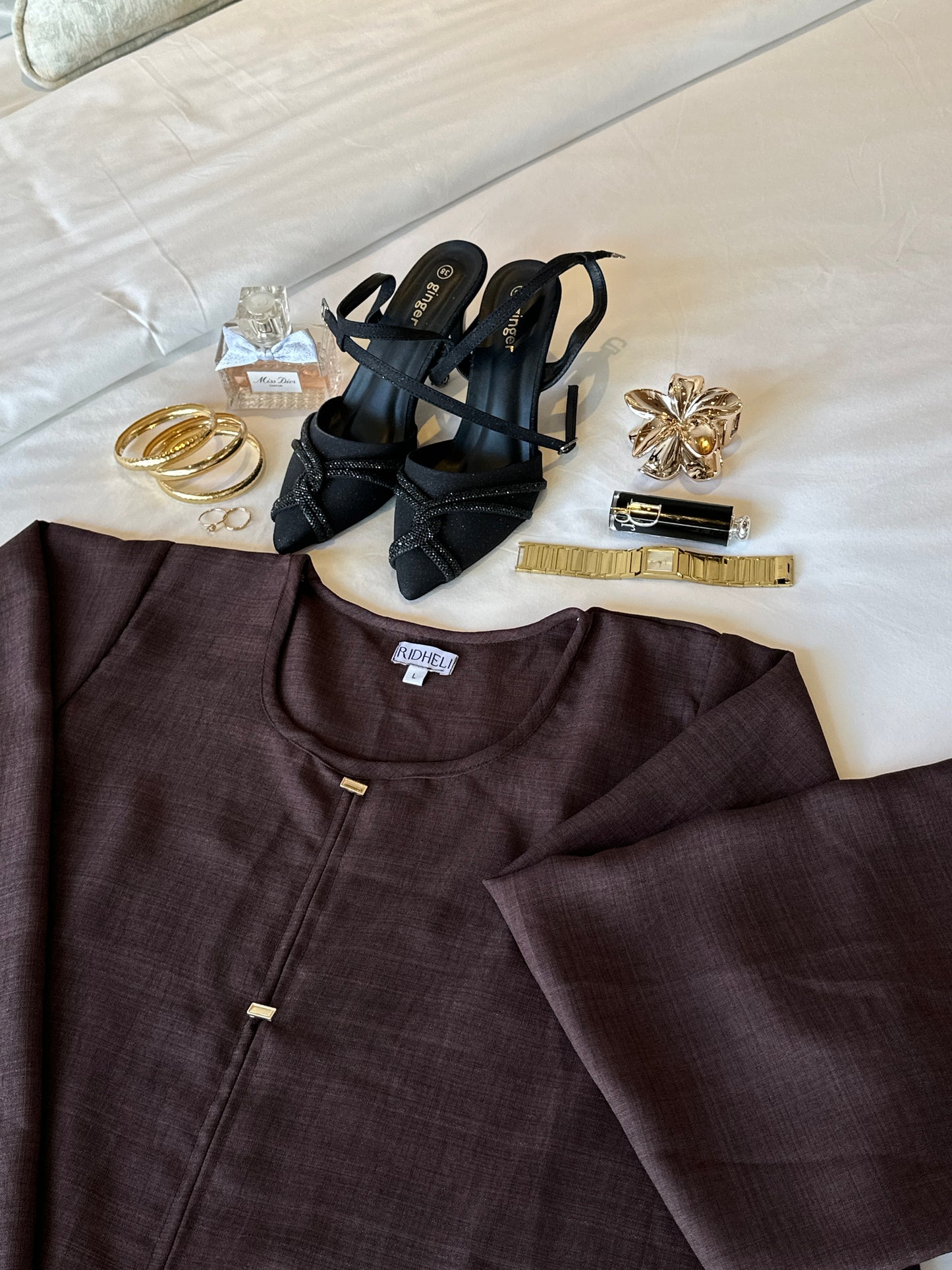BROWN LINEN ABAYA