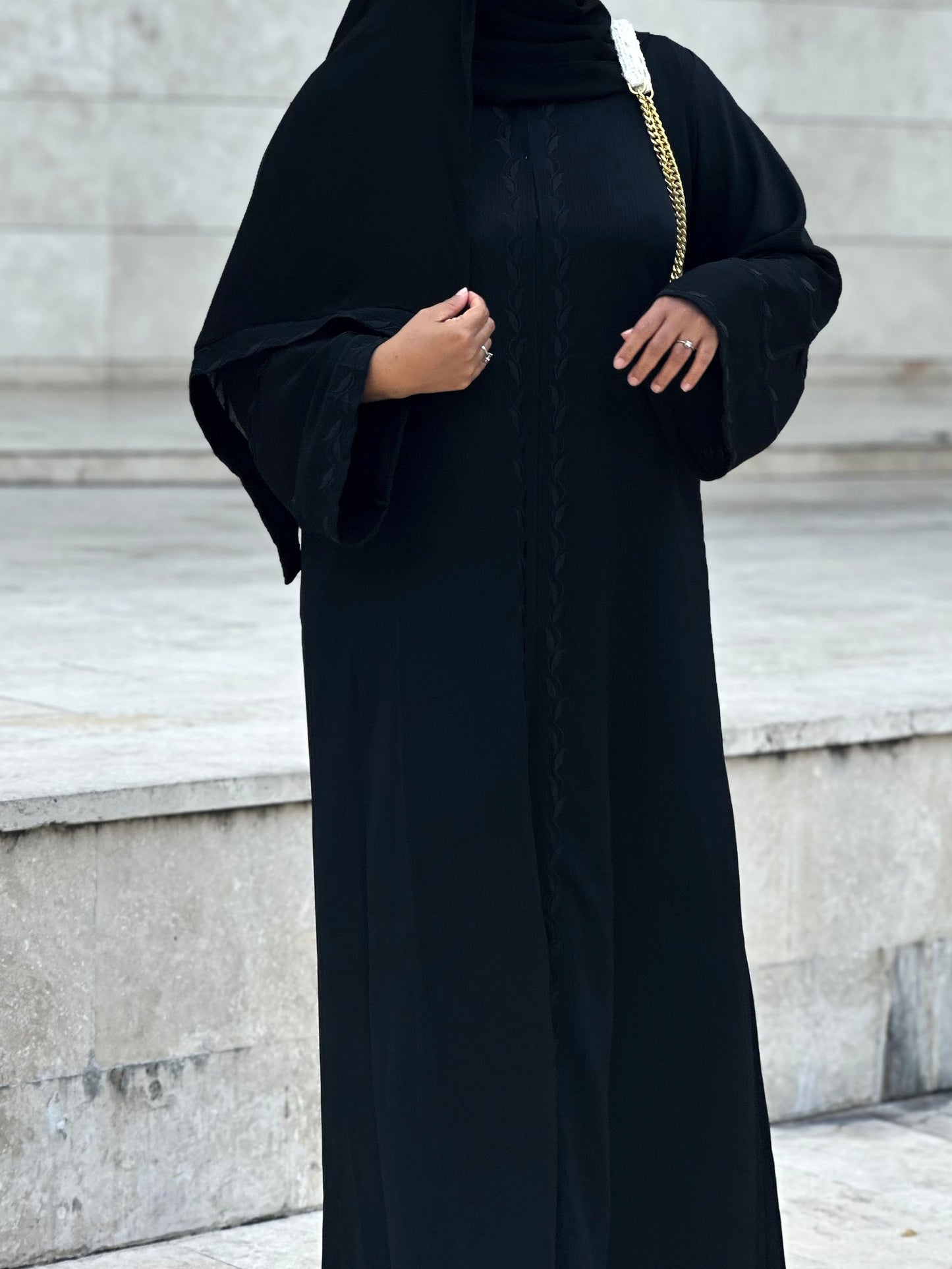 ALIYA BLACK EMBROIDERY ABAYA