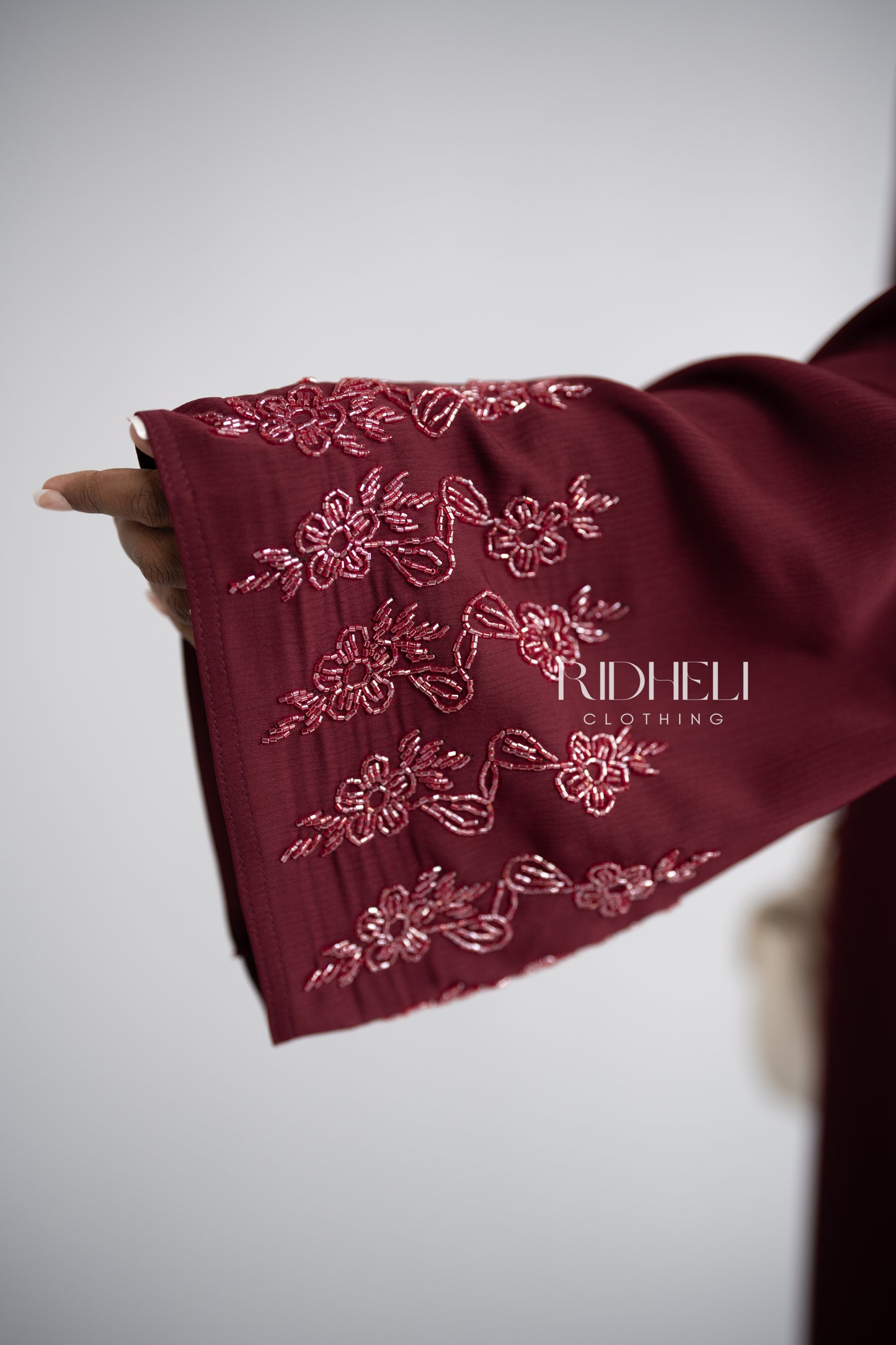 SABA RED BEADED ABAYA