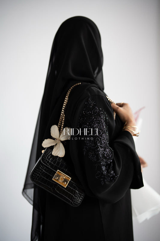 MIRA BLACK BEADED ABAYA
