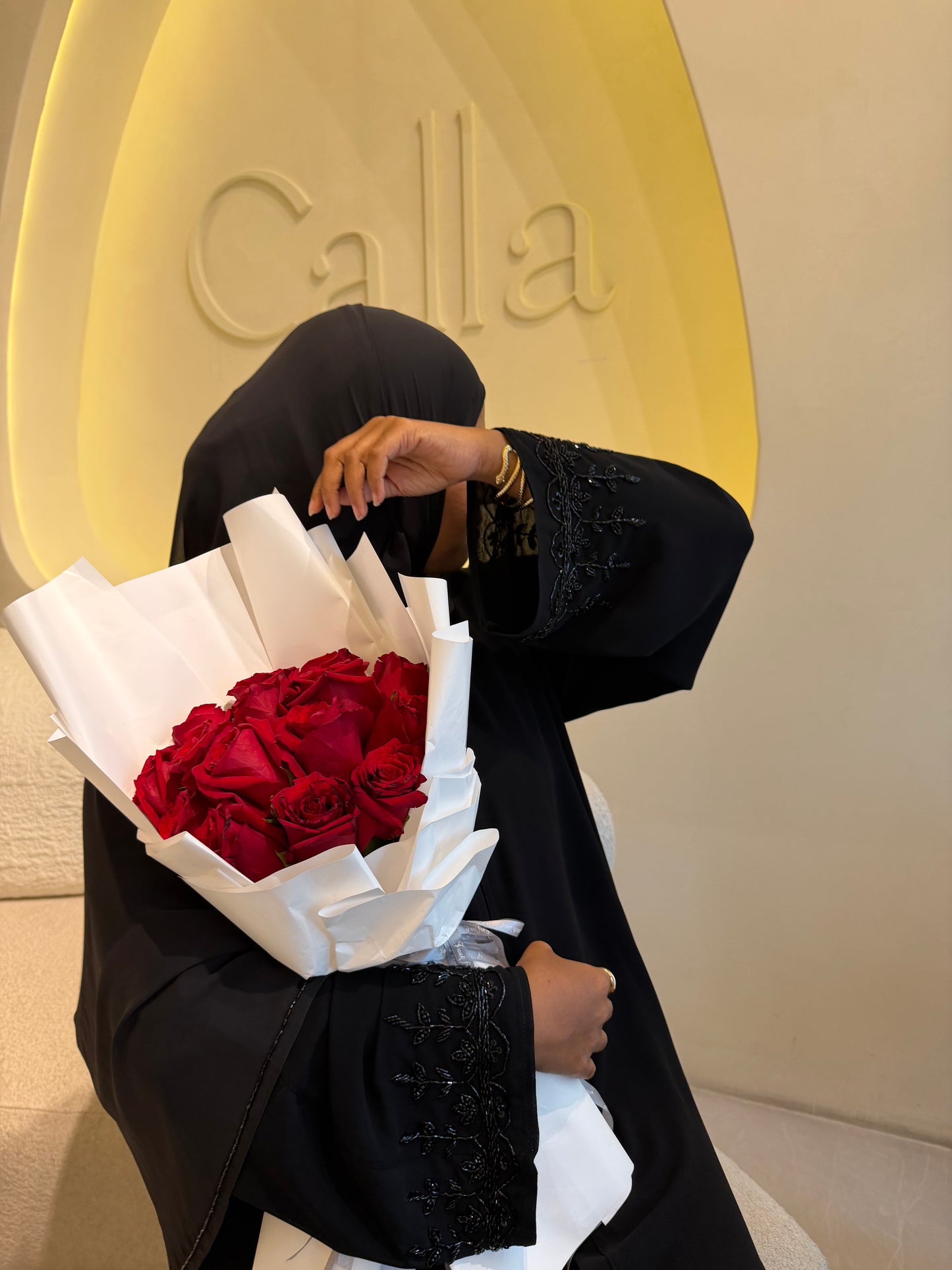 ARIAL BLACK BEADED ABAYA