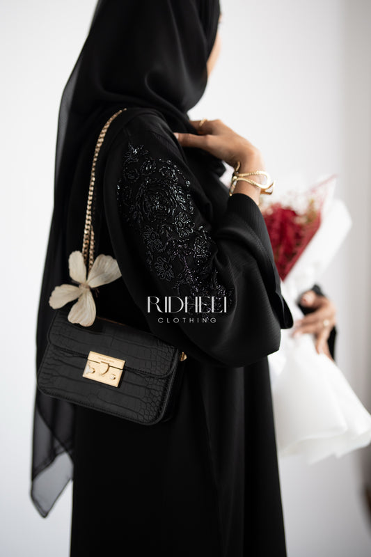 MIRA BLACK BEADED ABAYA
