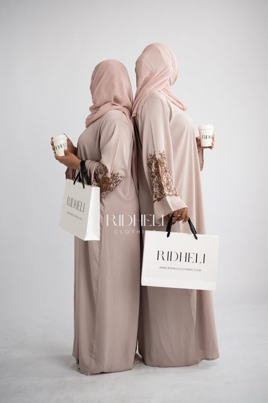 NEESA CREAM BEADED ABAYA