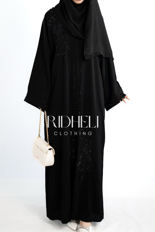 ZAYER BLACK BEADED ABAYA