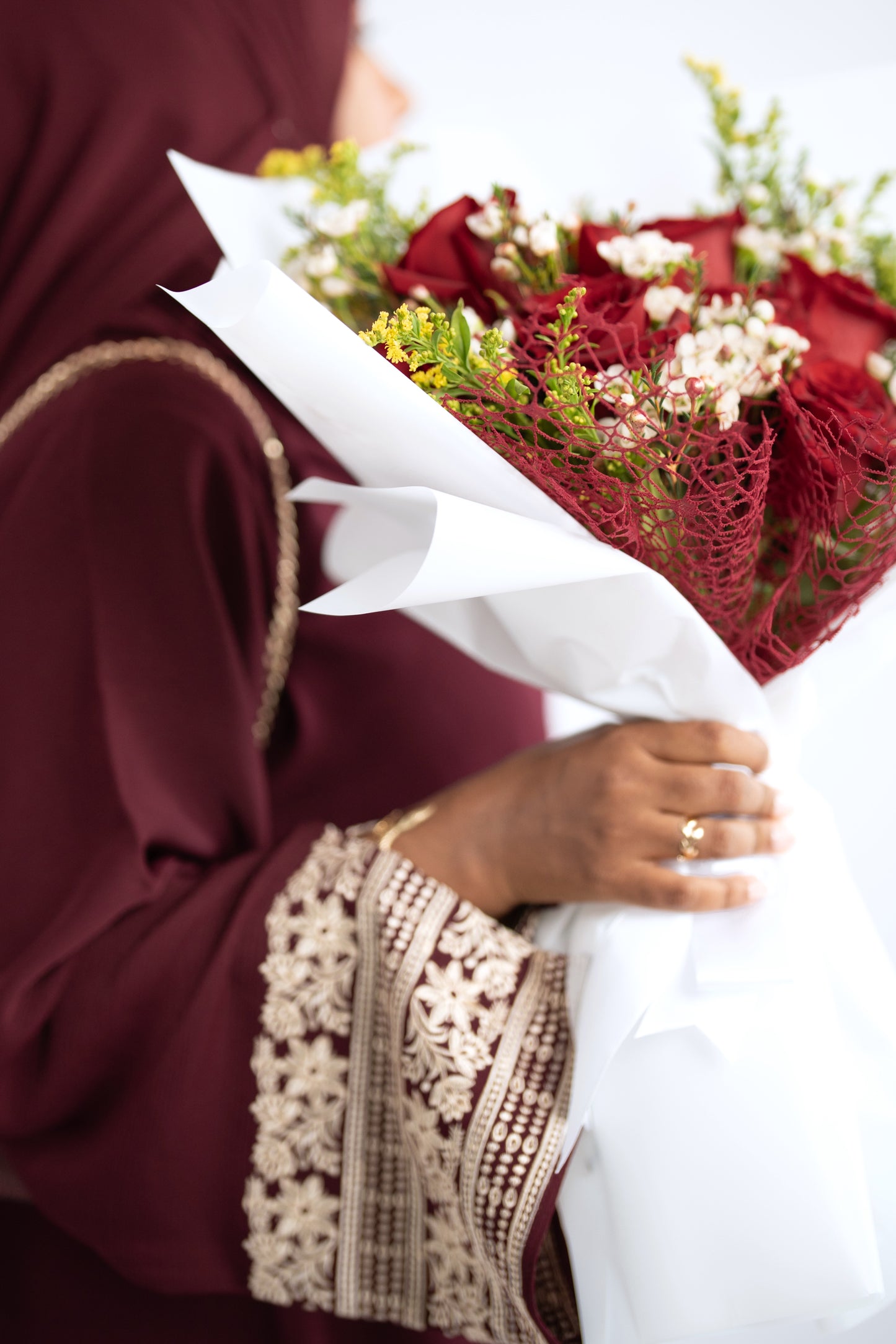 RIDHA EMBROIDERY DARK RED ABAYA