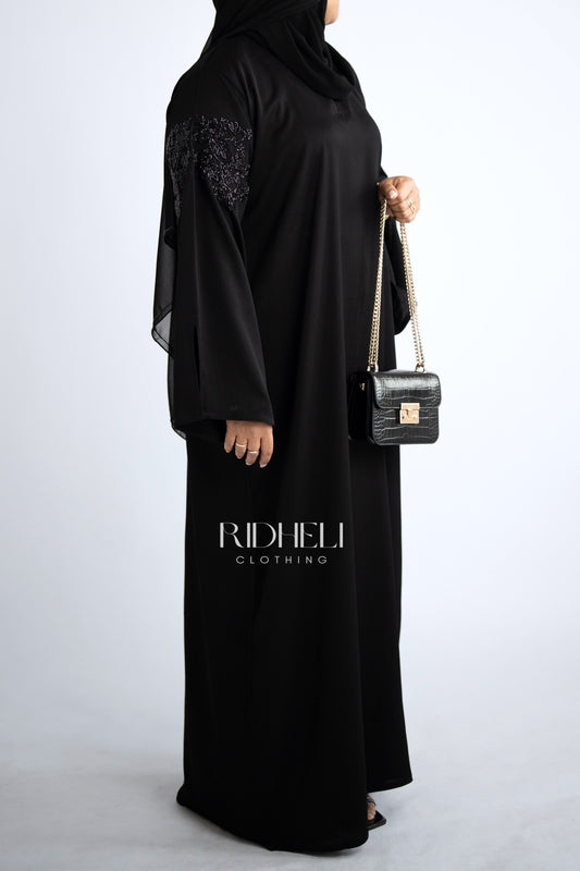 LAYAL BLACK BEADED ABAYA