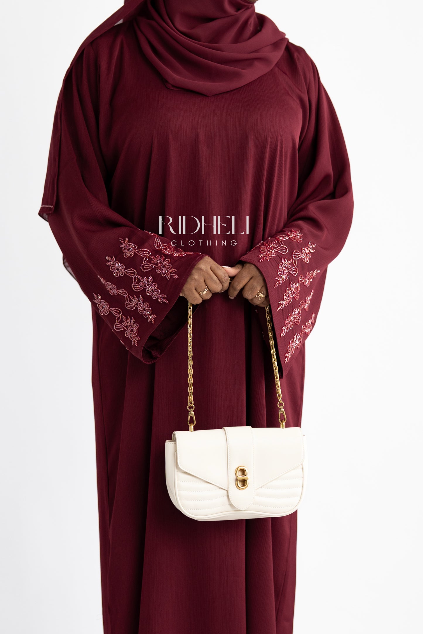 SABA RED BEADED ABAYA