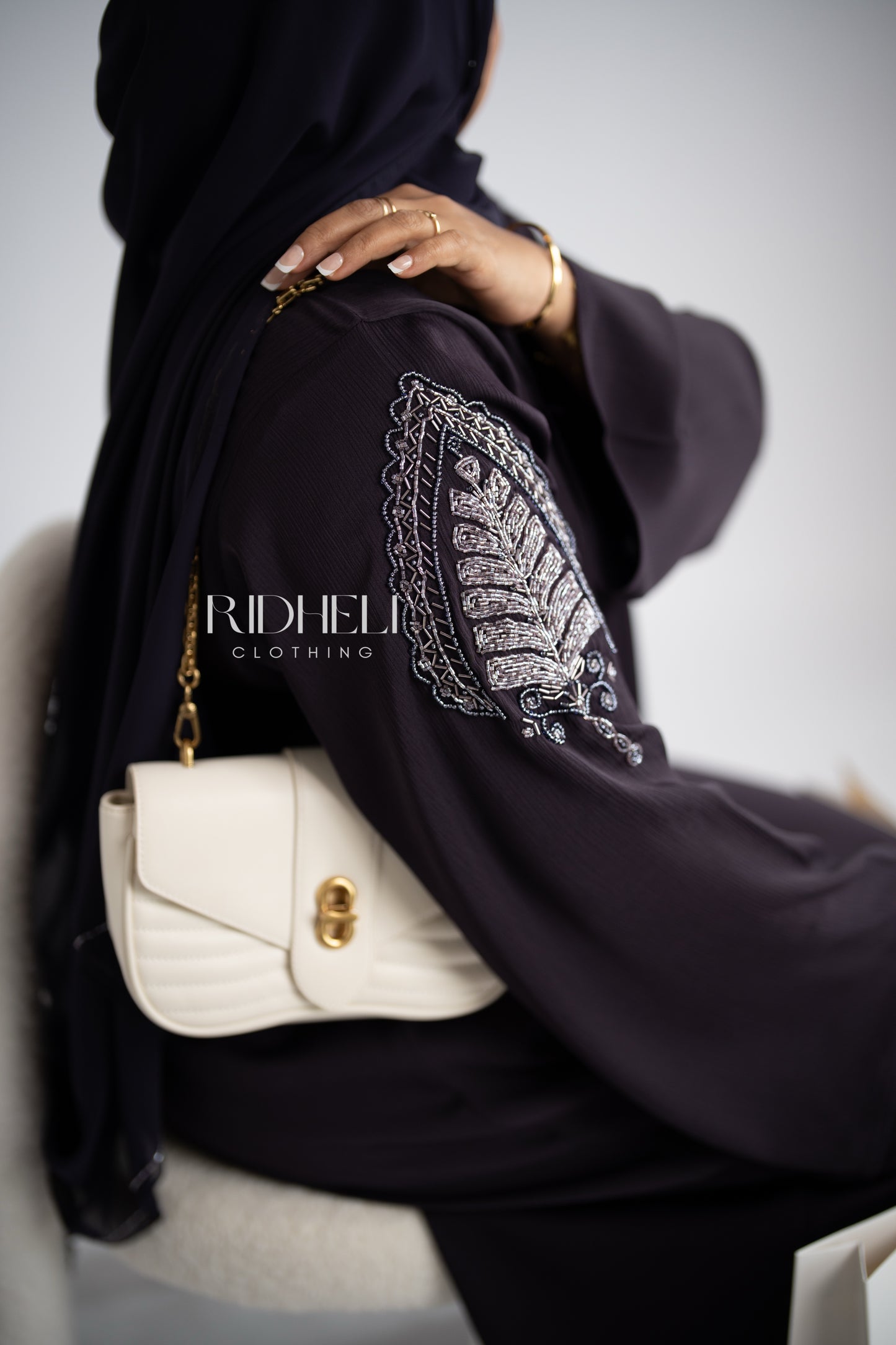 AMARA PURPLE BEADED ABAYA