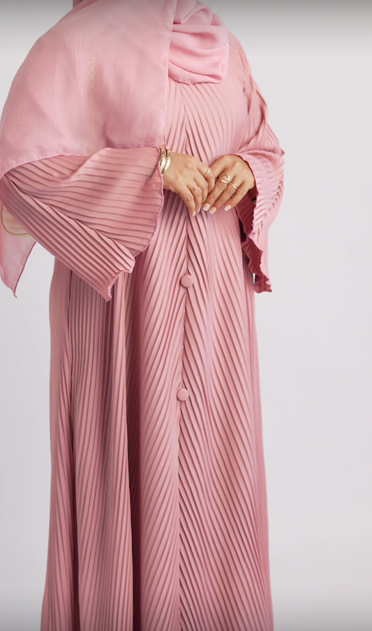 PINK PLEATED ABAYA