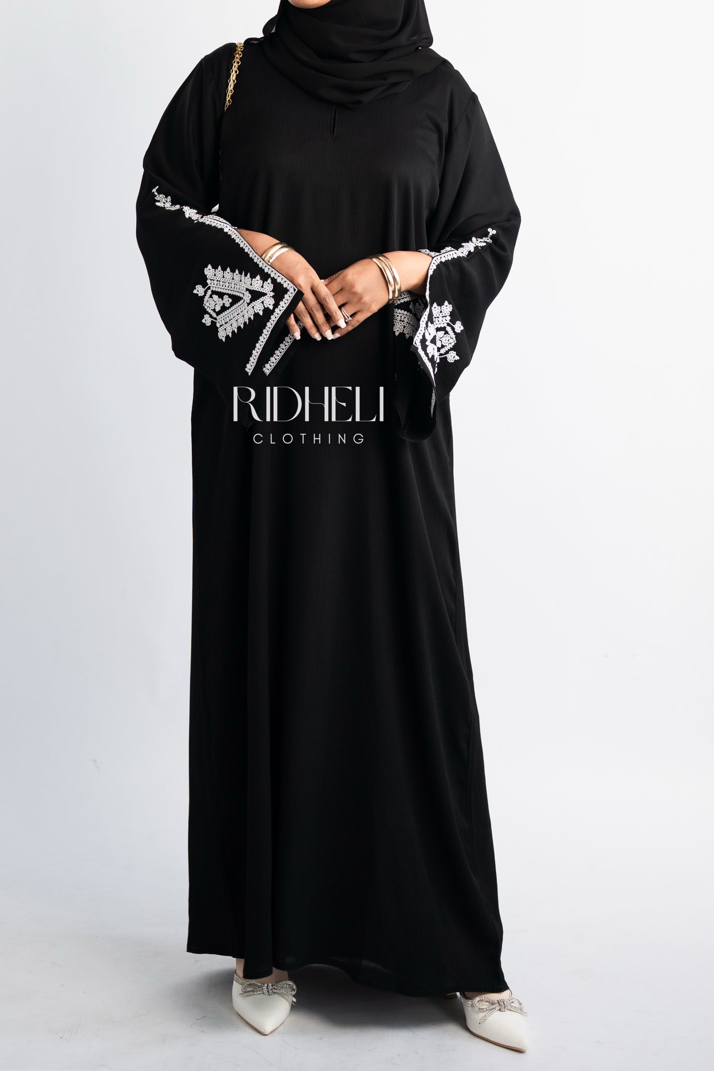 HUDA BLACK EMBROIDERY ABAYA