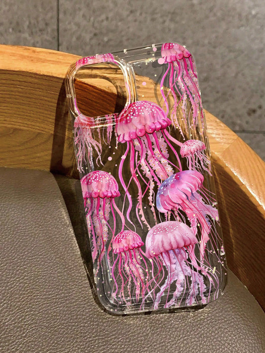 Pink JellyFish  Pattern Transparent Phone Case