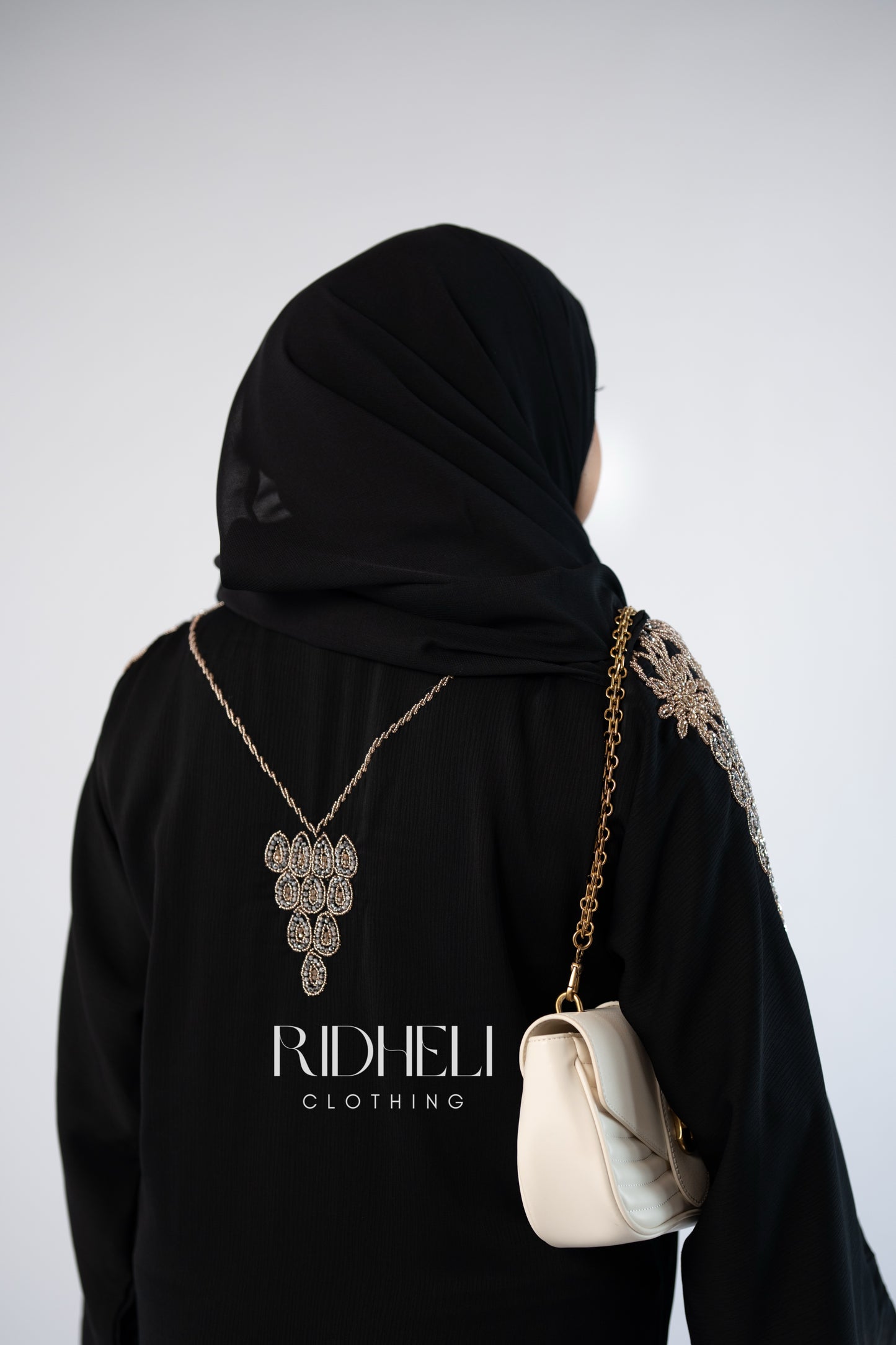 NAWAL BLACK BEADED ABAYA