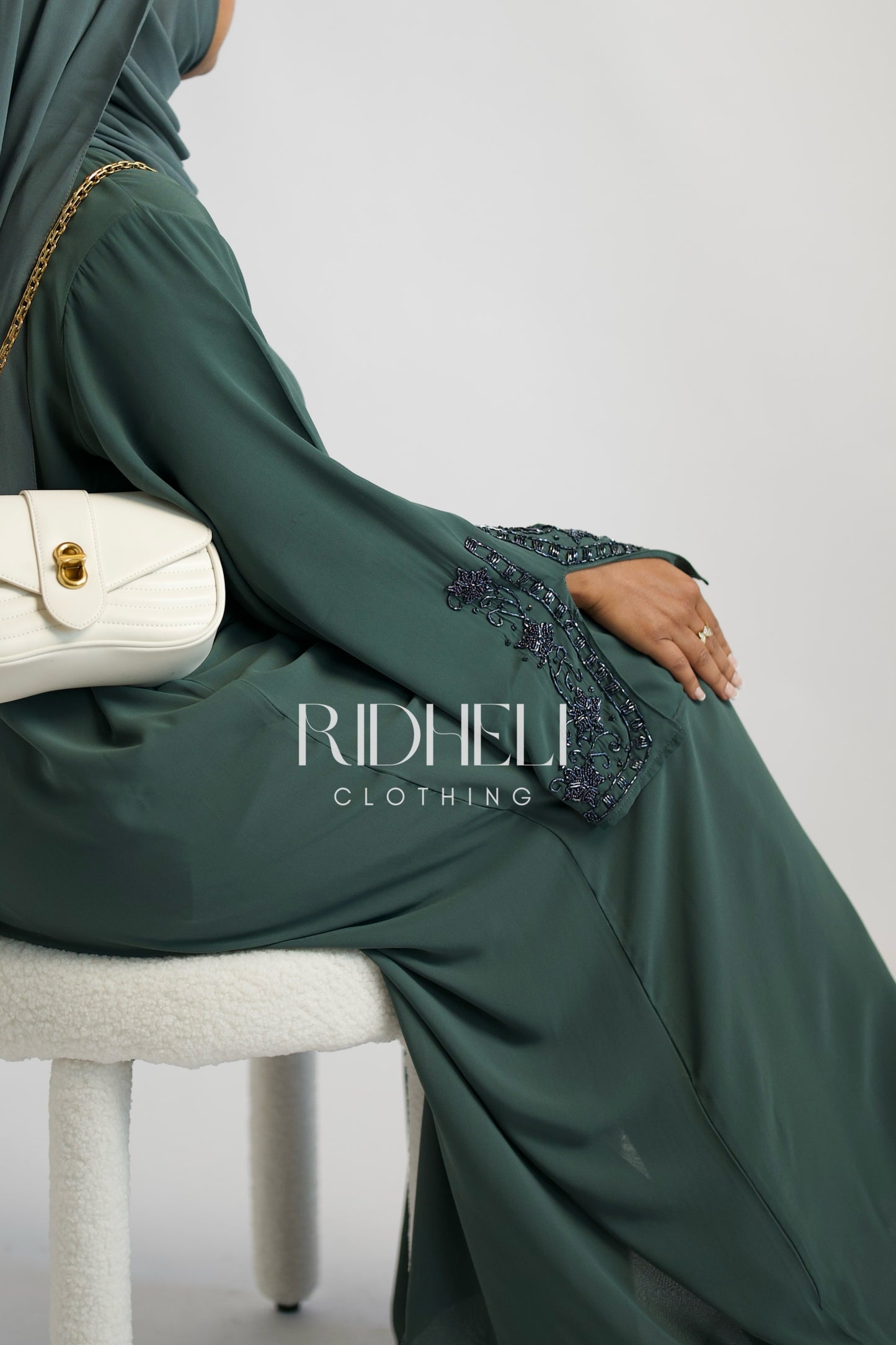 NADWA GREEN BEADED ABAYA