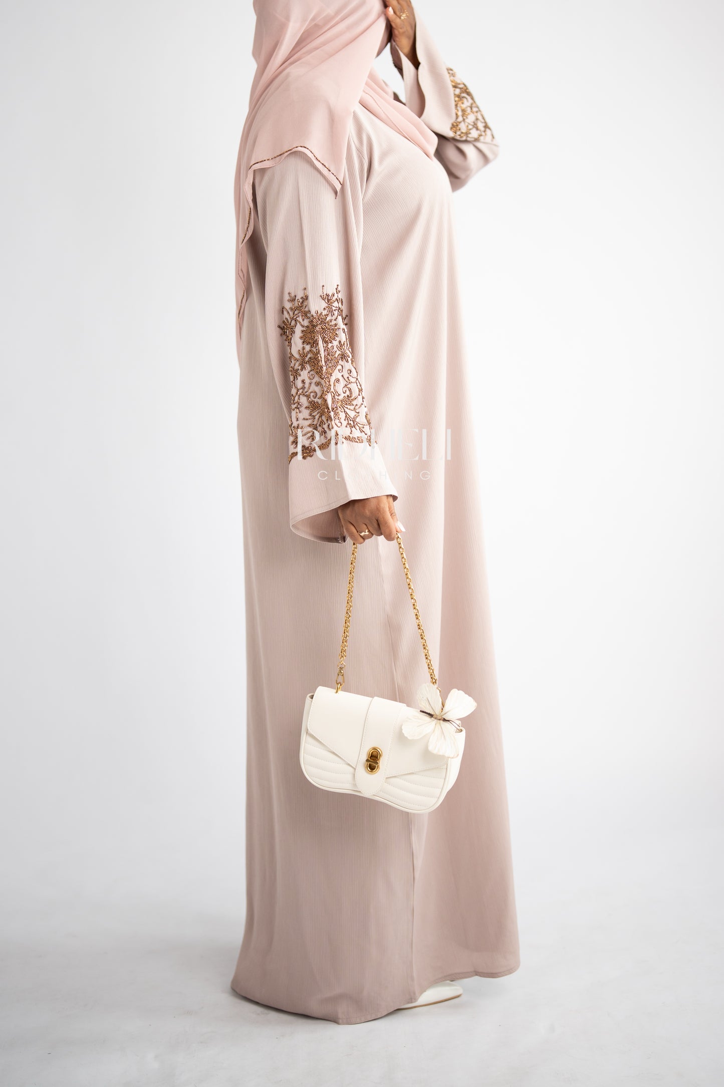 NEESA CREAM BEADED ABAYA