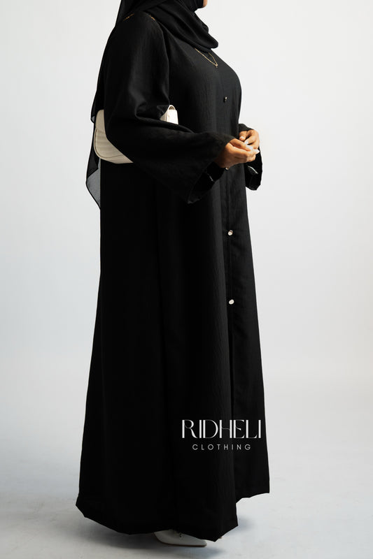 BLACK LINEN ABAYA